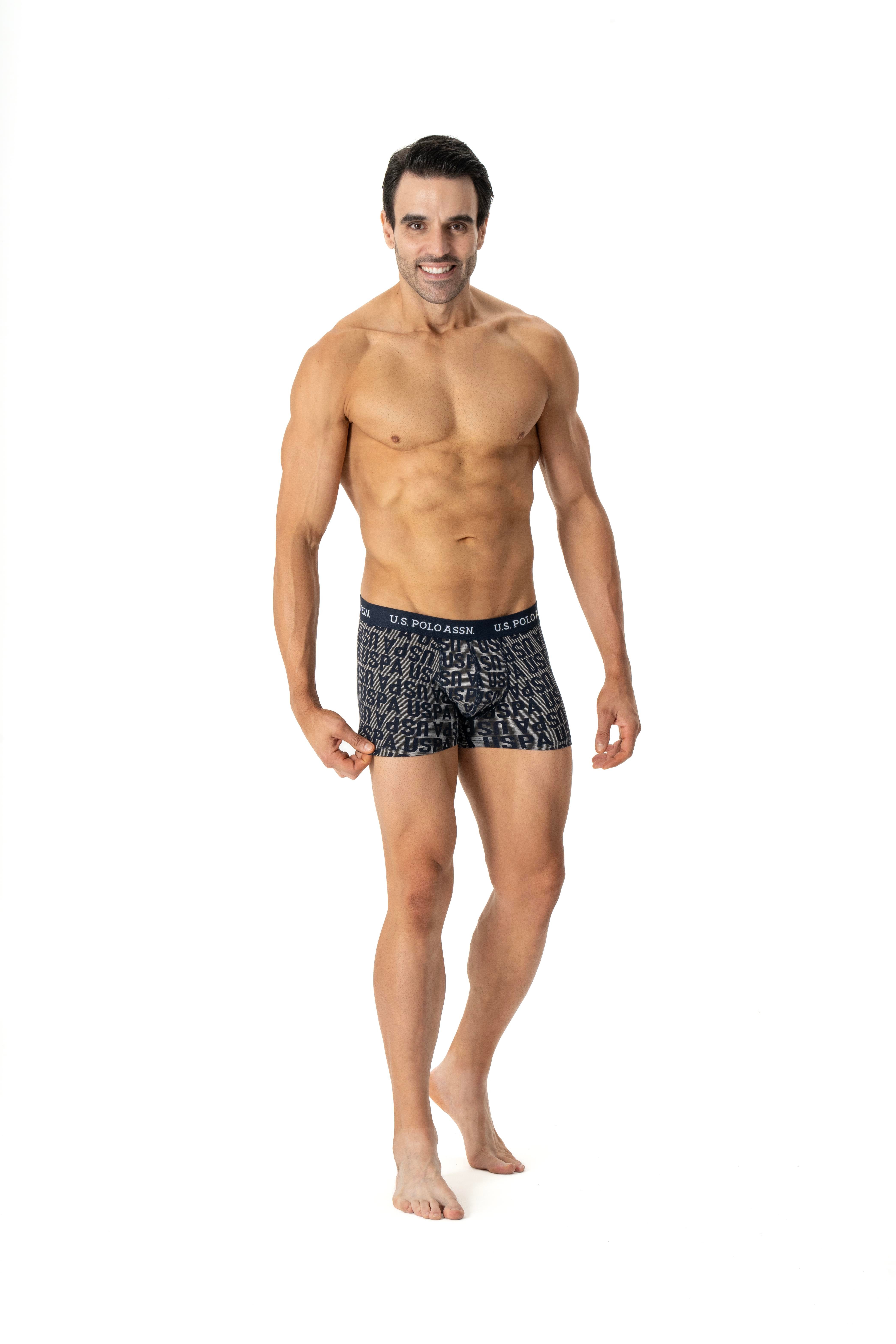 U.S. POLO ASSN. Erkek İndigo-Lacivert-Baskılı 3 lü Boxer  - US.01.80503 557