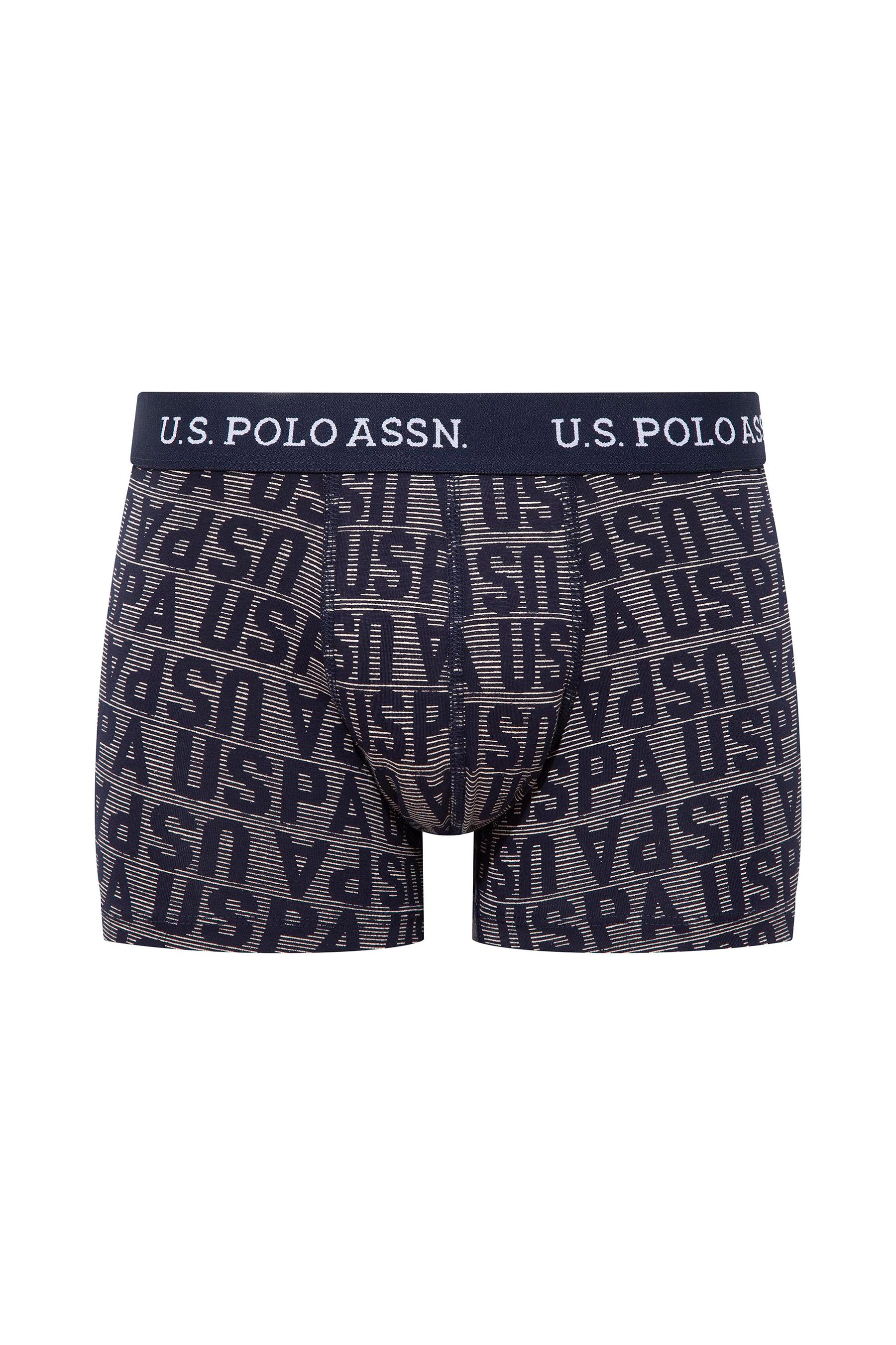 U.S. POLO ASSN. Erkek İndigo-Lacivert-Baskılı 3 lü Boxer  - US.01.80503 557