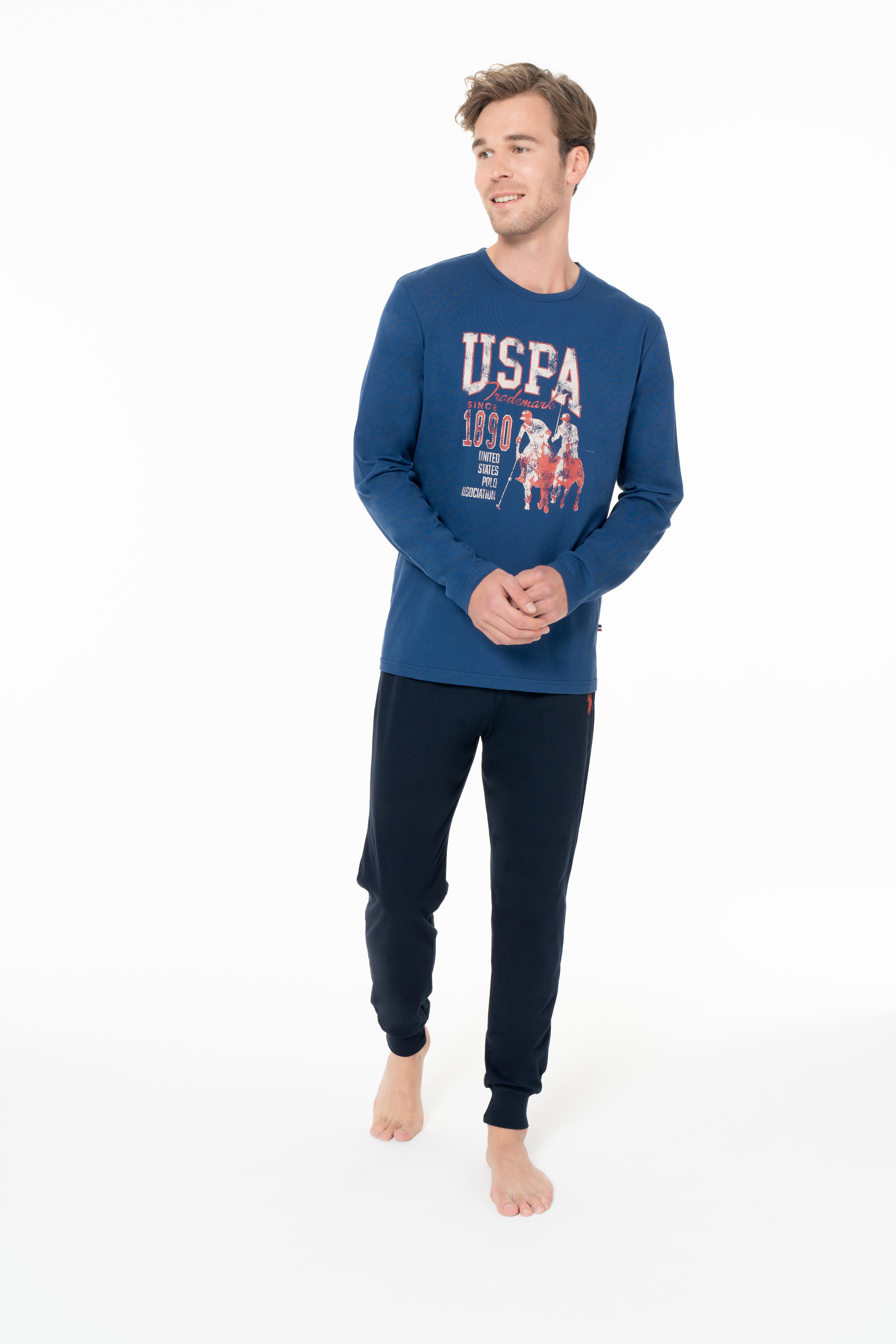 U.S. Polo Assn. Erkek İndigo Pijama Takım  - US.01.18955.26K 182