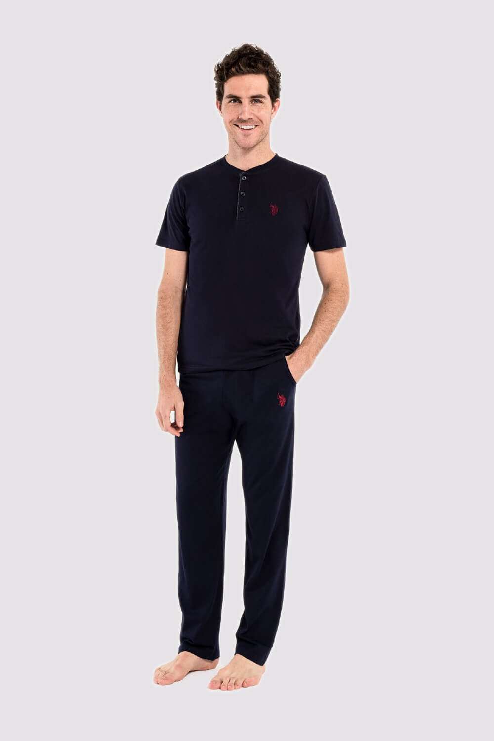 U.S. Polo Assn. Erkek Lacivert 3 lü Pijama Takım - US.01.12005 240