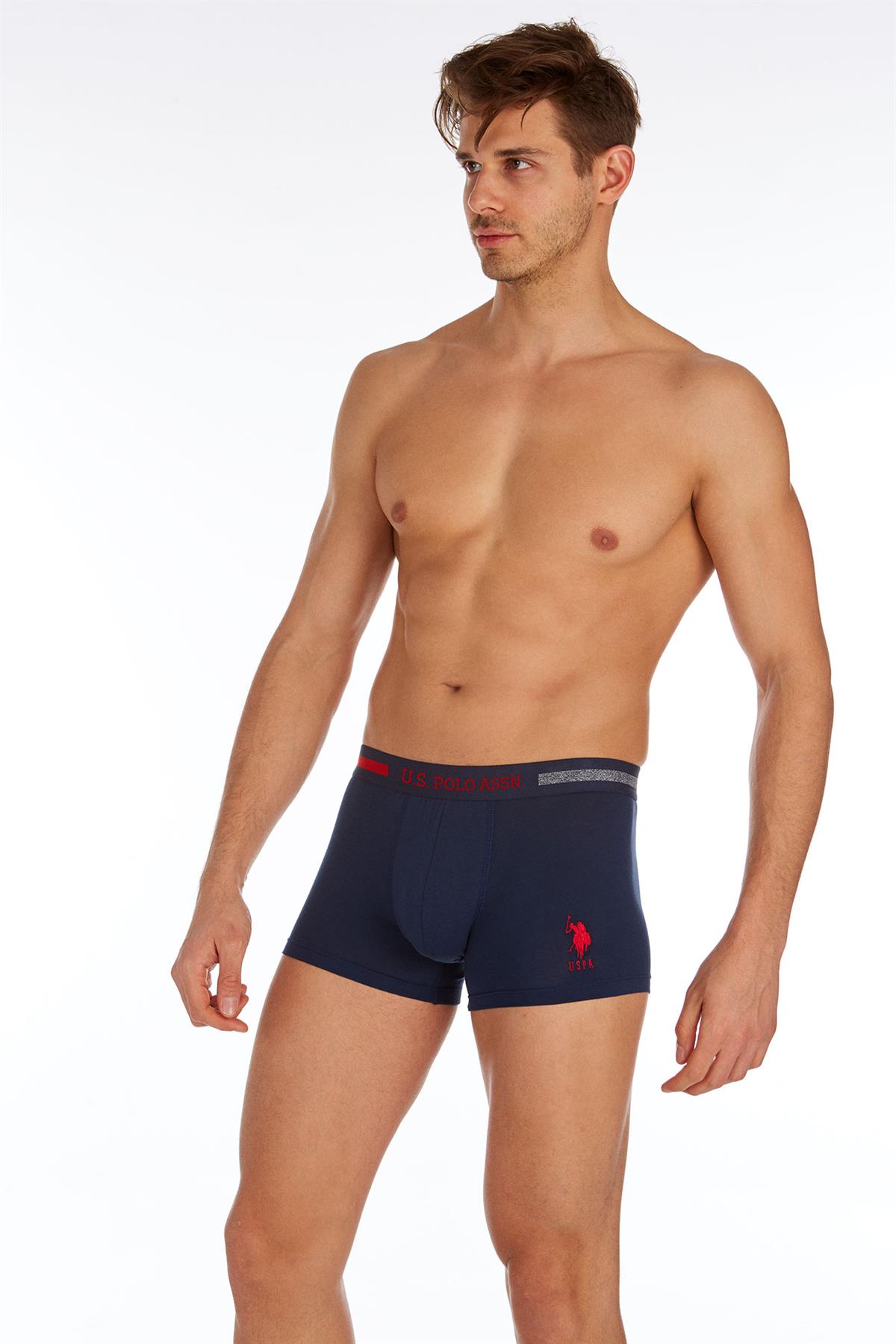 U.S. Polo Assn. - Erkek Lacivert - Beyaz - Gri Melanj 3 Lü Boxer - US.01.90004