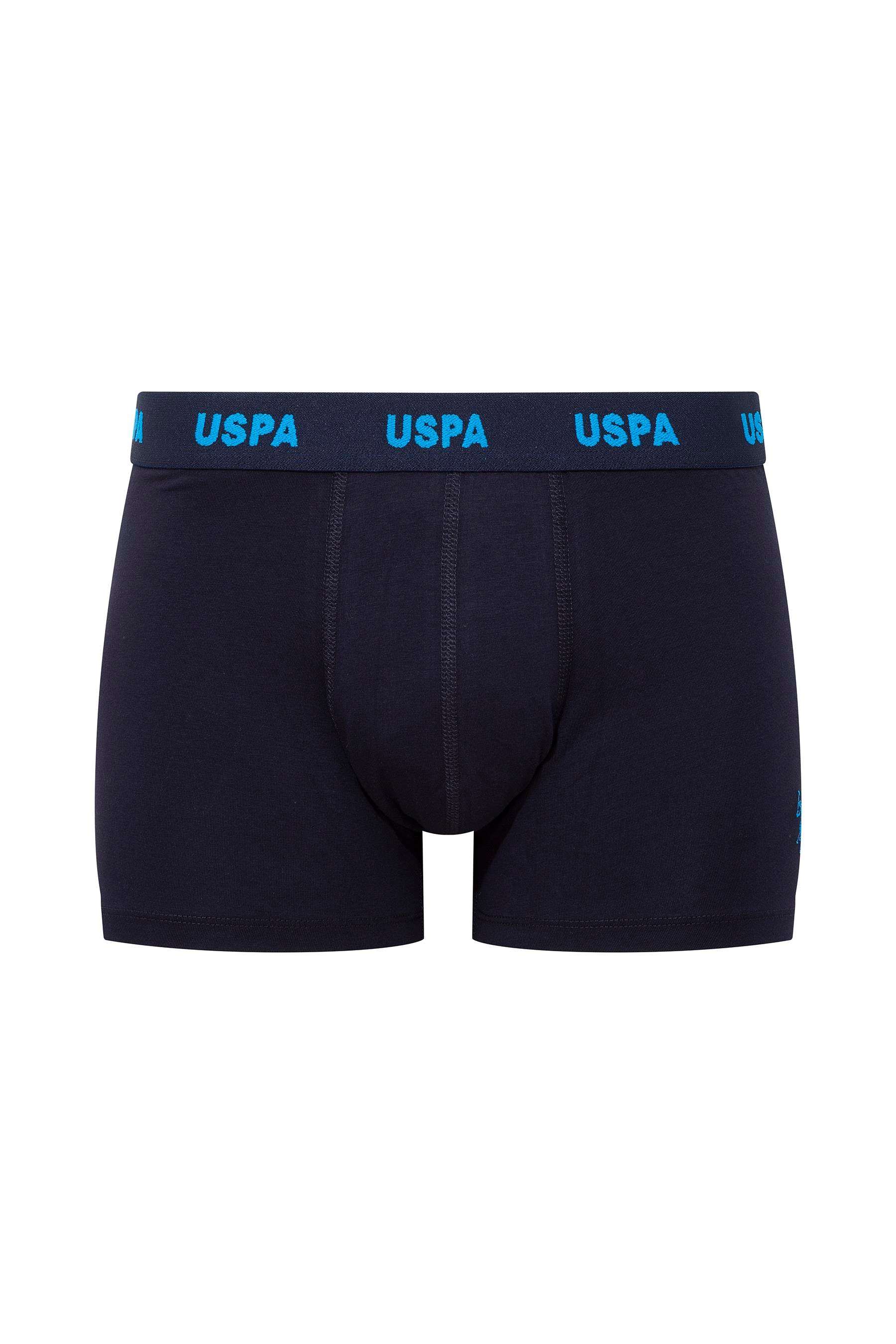 U.S. POLO ASSN. Erkek Lacivert-Saks-Baskılı 3 lü Boxer  - US.01.80509 555