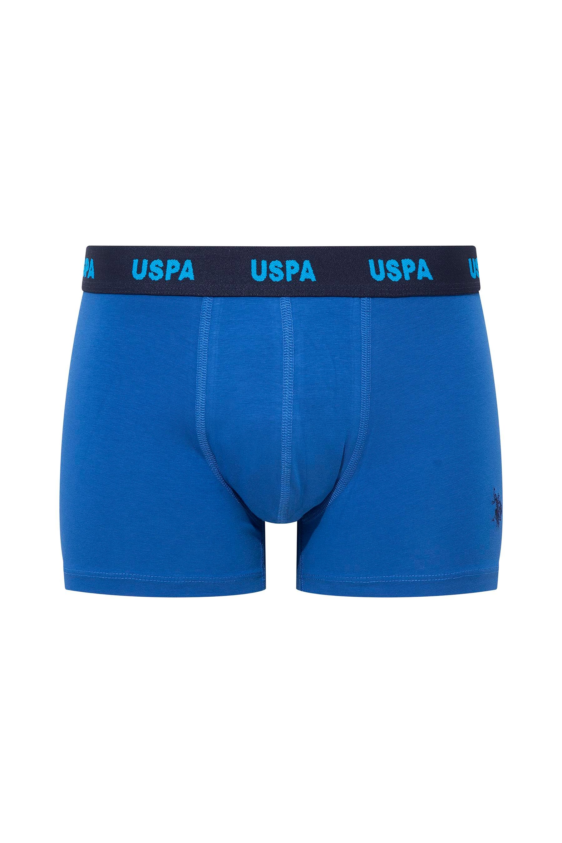 U.S. POLO ASSN. Erkek Lacivert-Saks-Baskılı 3 lü Boxer  - US.01.80509 555