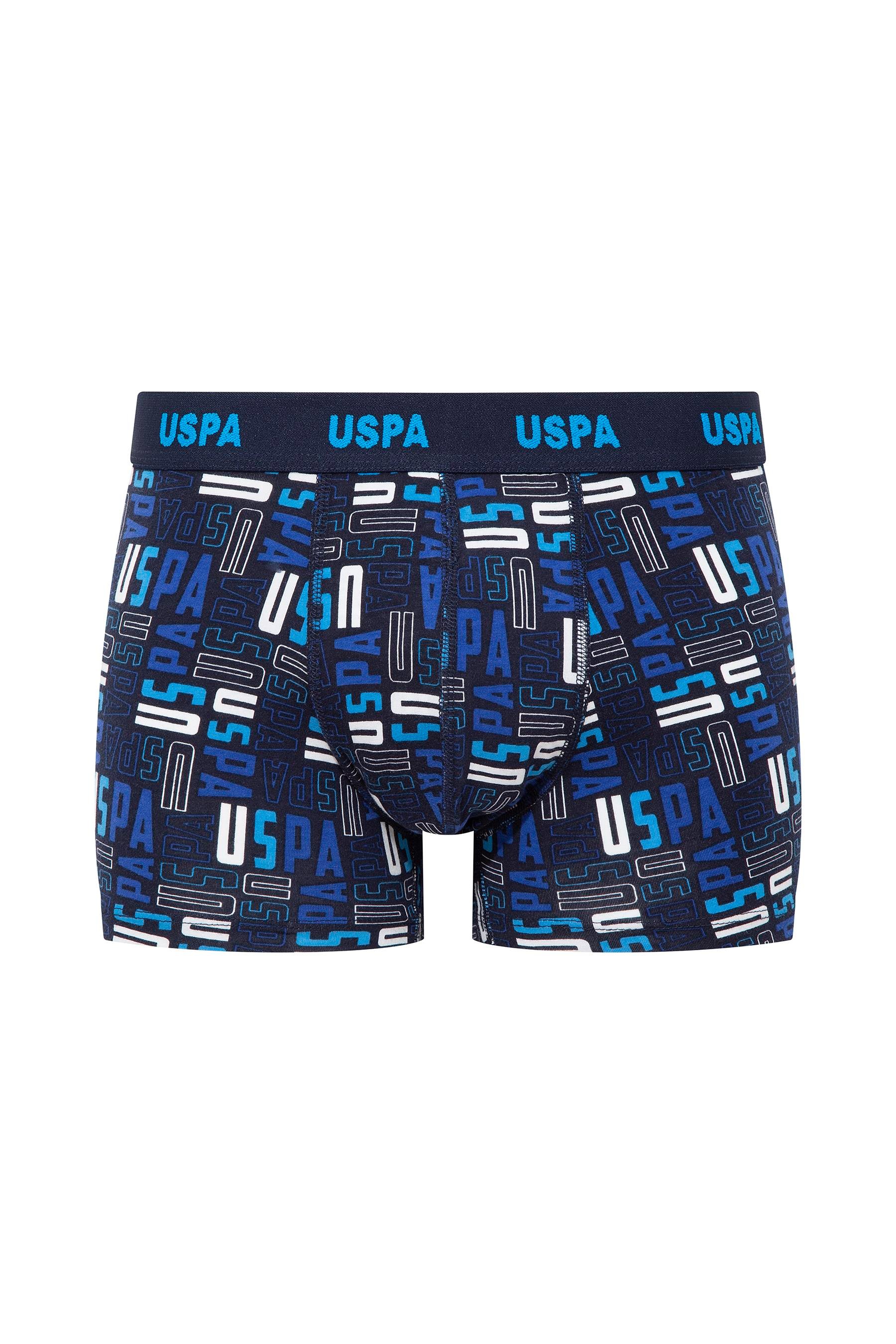 U.S. POLO ASSN. Erkek Lacivert-Saks-Baskılı 3 lü Boxer  - US.01.80509 555