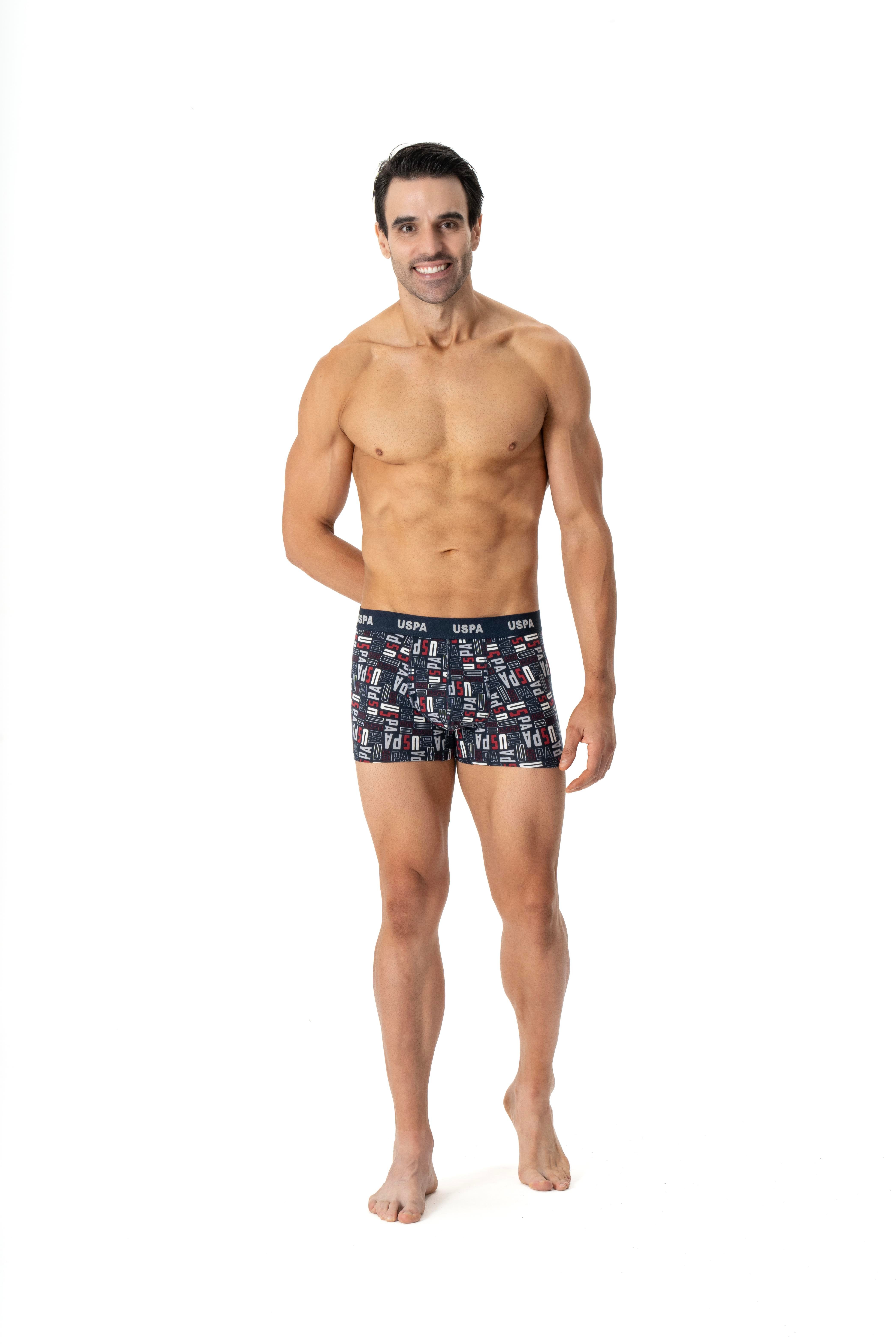 U.S. POLO ASSN. Erkek Lacivert-Saks-Baskılı 3 lü Boxer  - US.01.80509 555