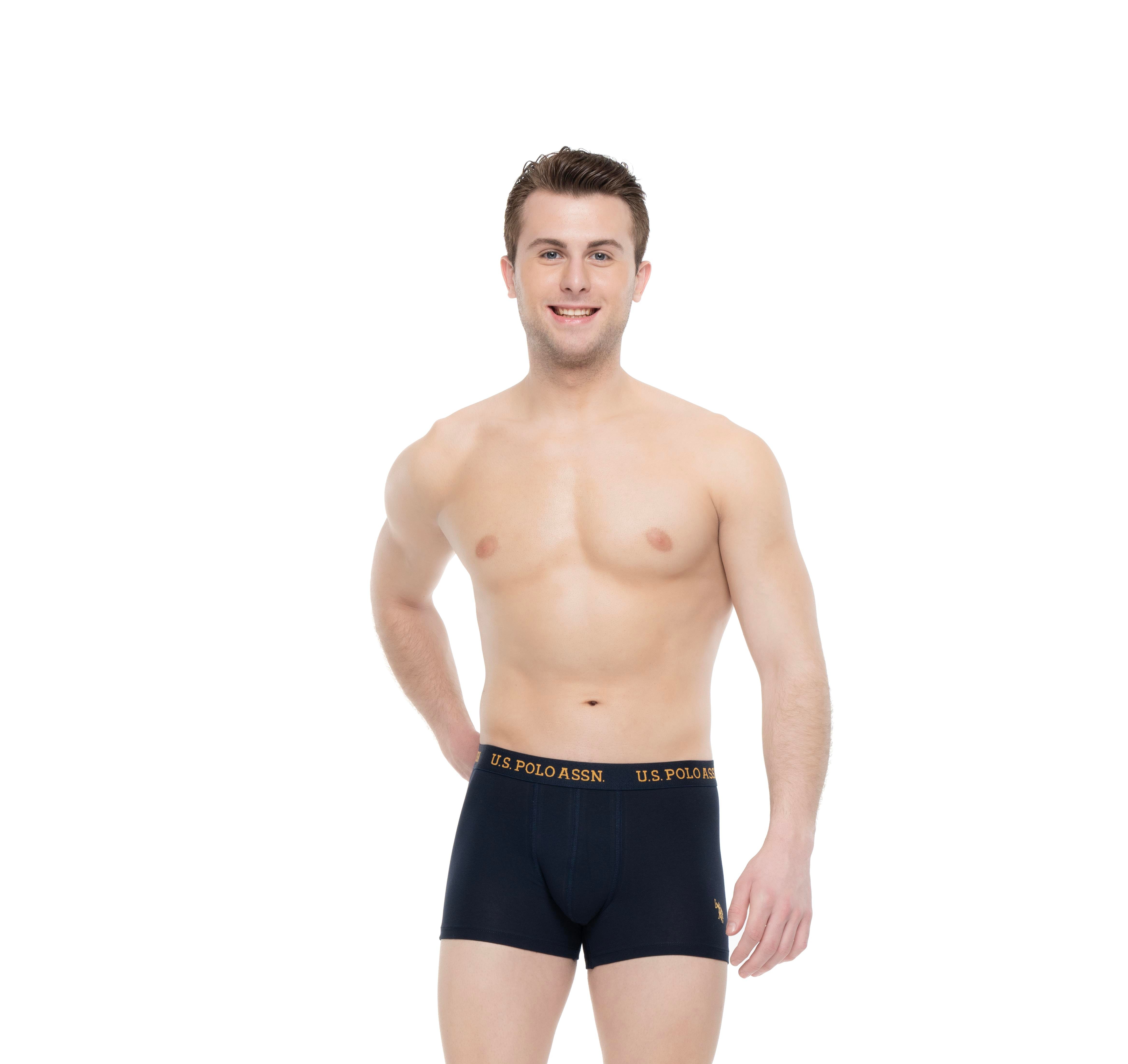 U.S. POLO ASSN. - Erkek Sarı - Baskılı- Lacivert 3 lü Boxer  - US.01.80497 554