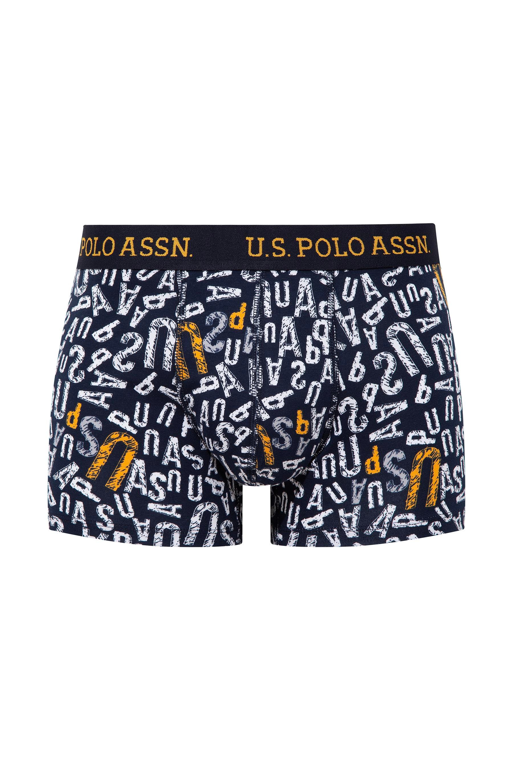 U.S. POLO ASSN. - Erkek Sarı - Baskılı- Lacivert 3 lü Boxer  - US.01.80497 554