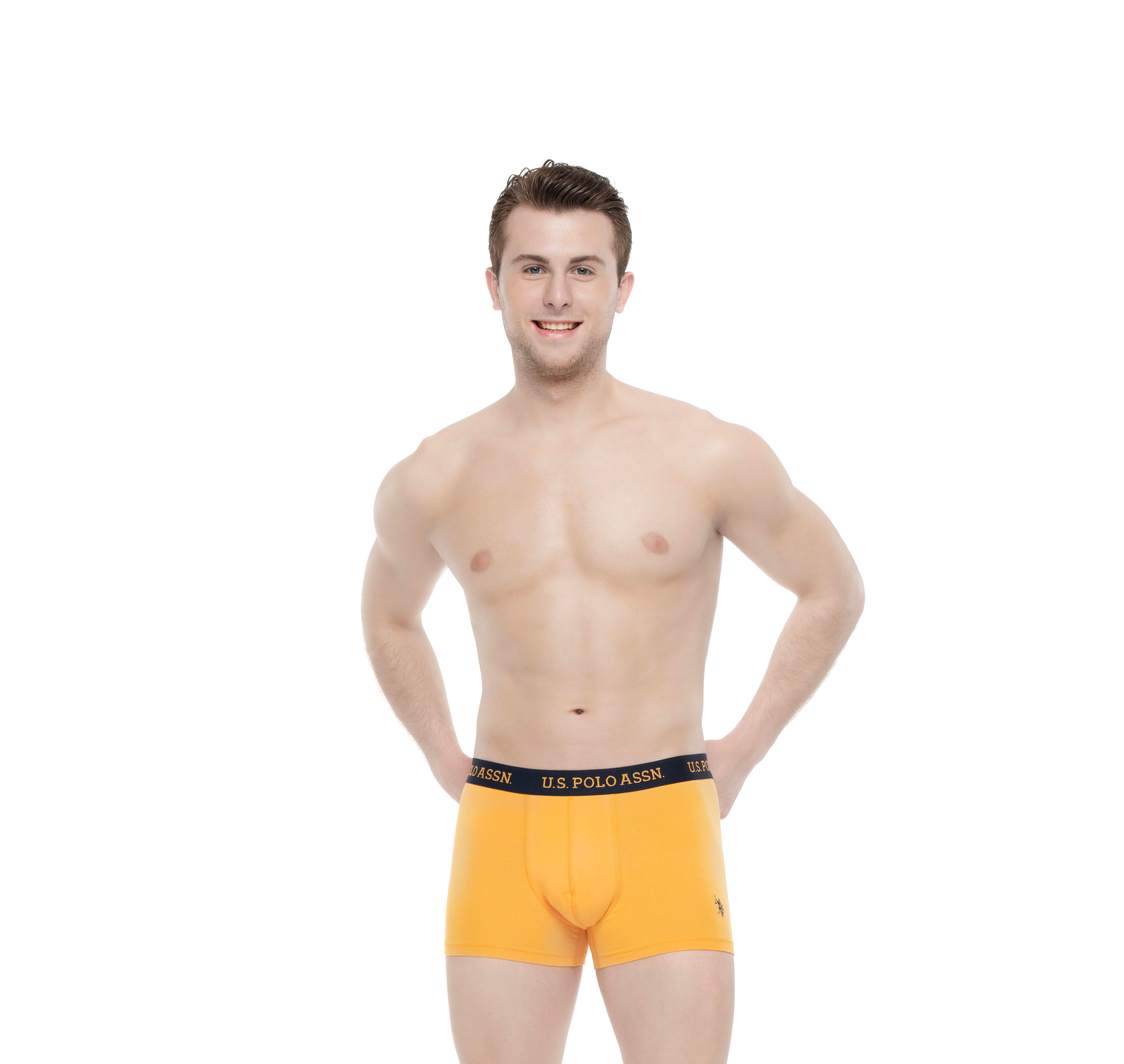 U.S. POLO ASSN. - Erkek Sarı - Baskılı- Lacivert 3 lü Boxer  - US.01.80497 554