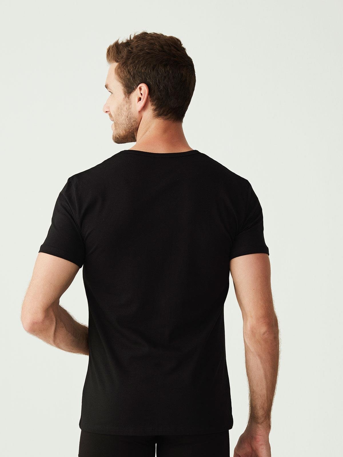 U.S. Polo Assn. Erkek Siyah 2 li V Yaka T-shırt  - US.01.90001 140