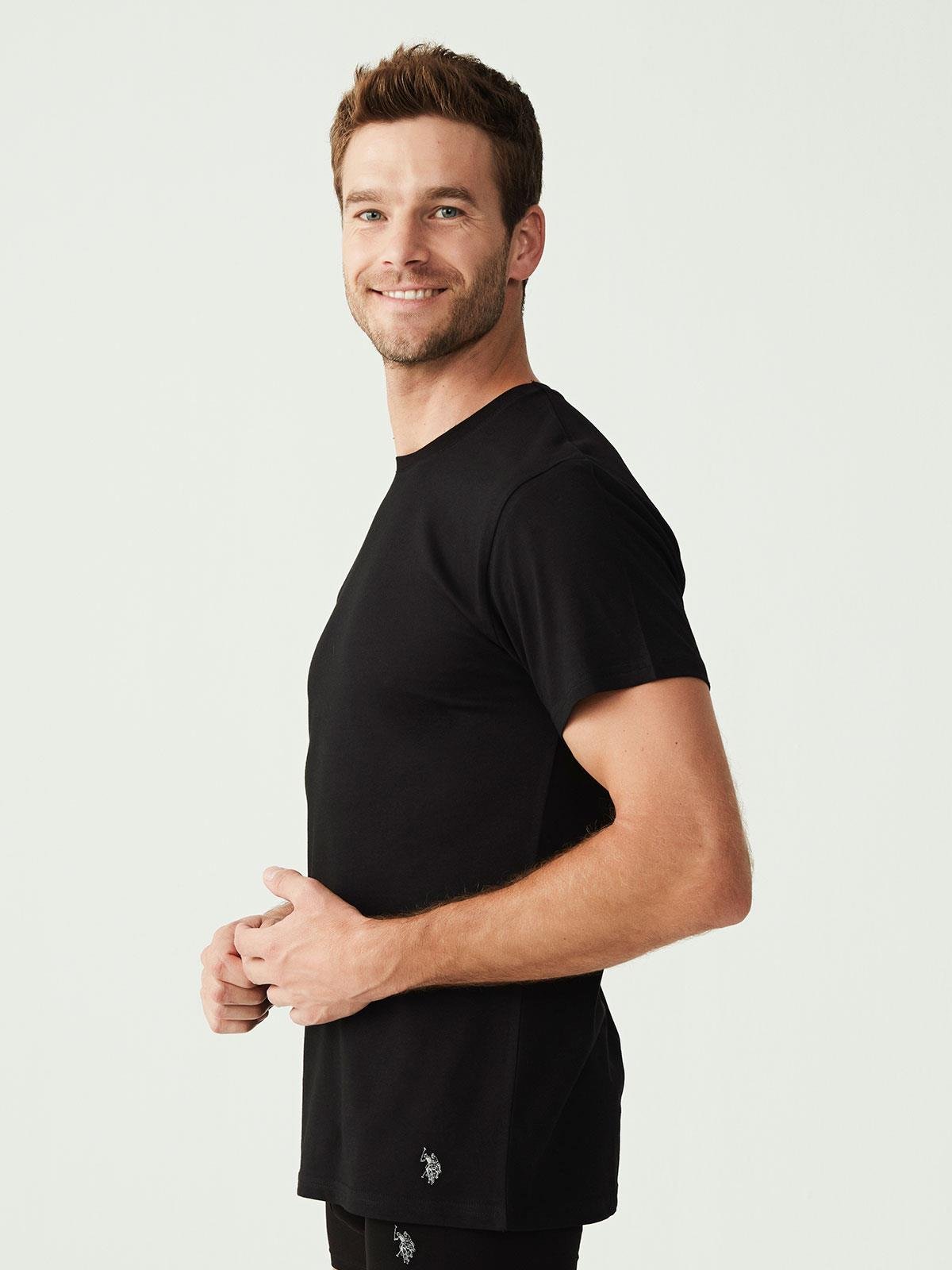 U.S. Polo Assn. Erkek Siyah 2 li Yuvarlak Yaka T-shırt  - US.01.90002 140