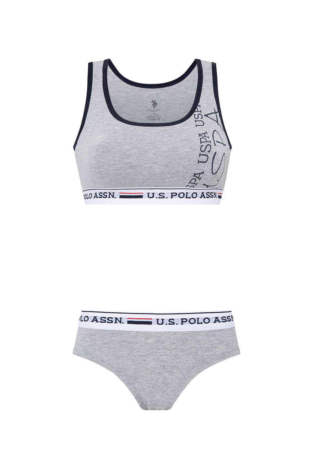 U.S. Polo Assn. Kadın Gri Melanj Büstiyer Şort Takım - US.01.66255 321