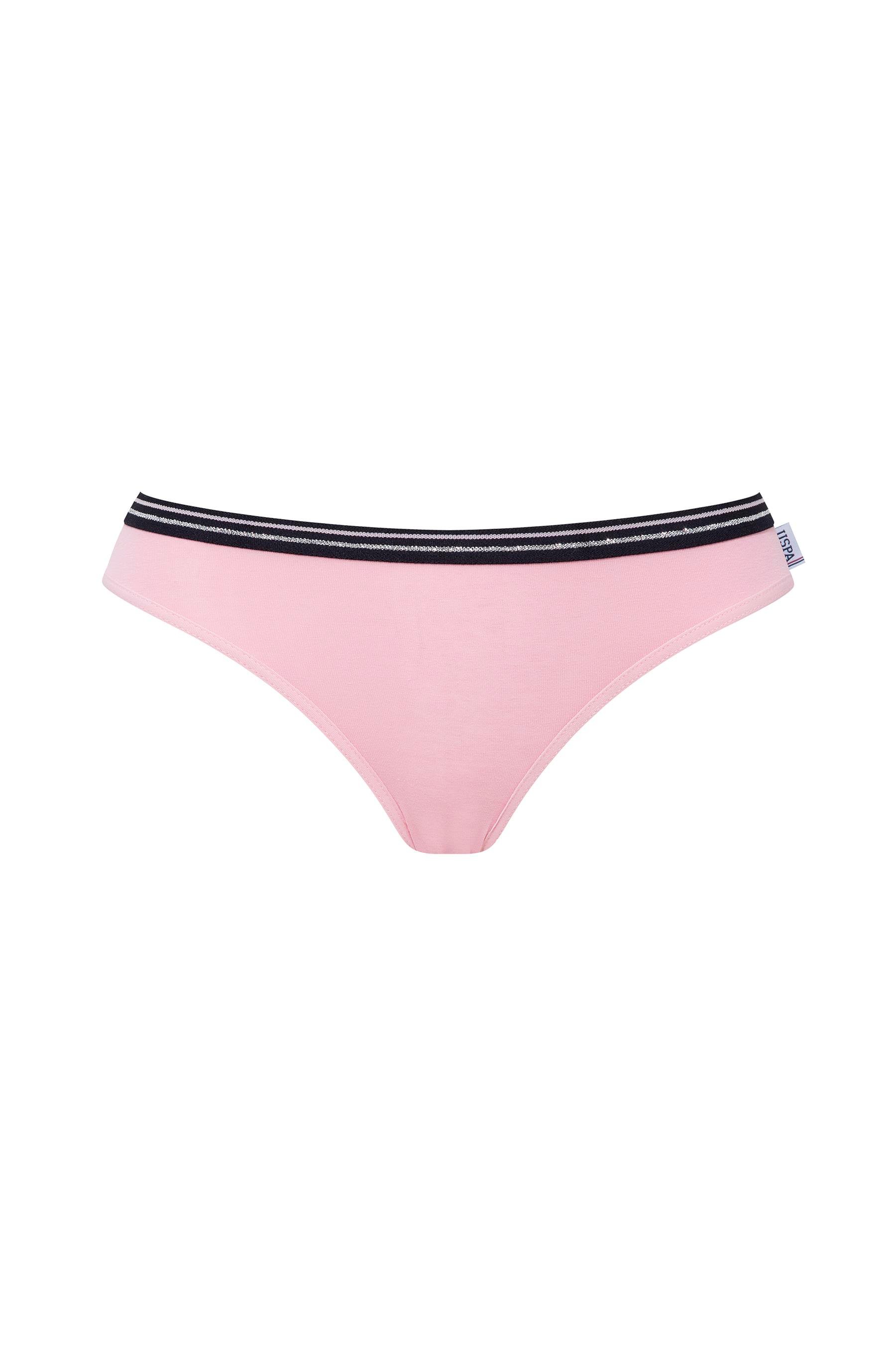 U.S. POLO ASSN. - Kadın Pembe - Gri Melanj - Lacivert 3 lü Slip  - US.01.66422 551