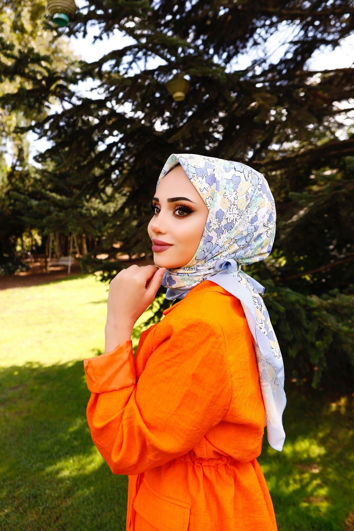 Artemis Desenli Eşarp Mavi