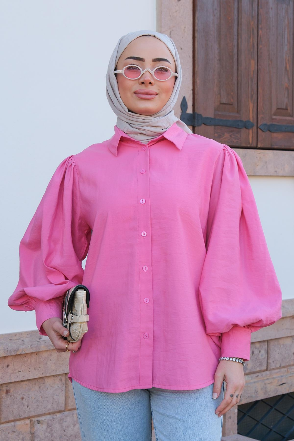 Balon Kol Gömlek Pembe