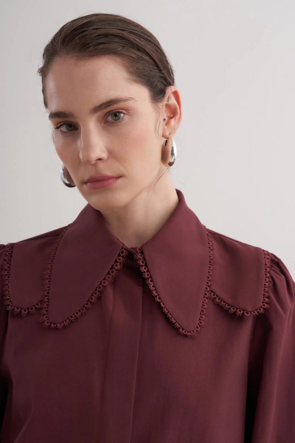 Bebe Yaka Gömlek Bordo