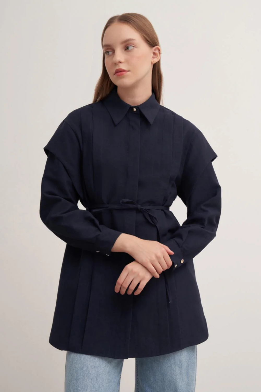 Biyeli Gömlek Lacivert