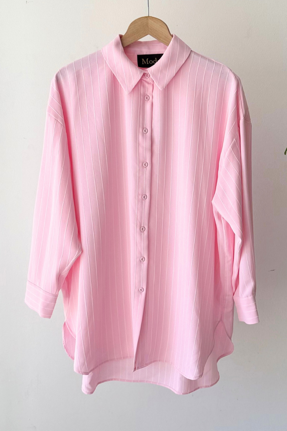 Çizgili Oversize Gömlek Pembe