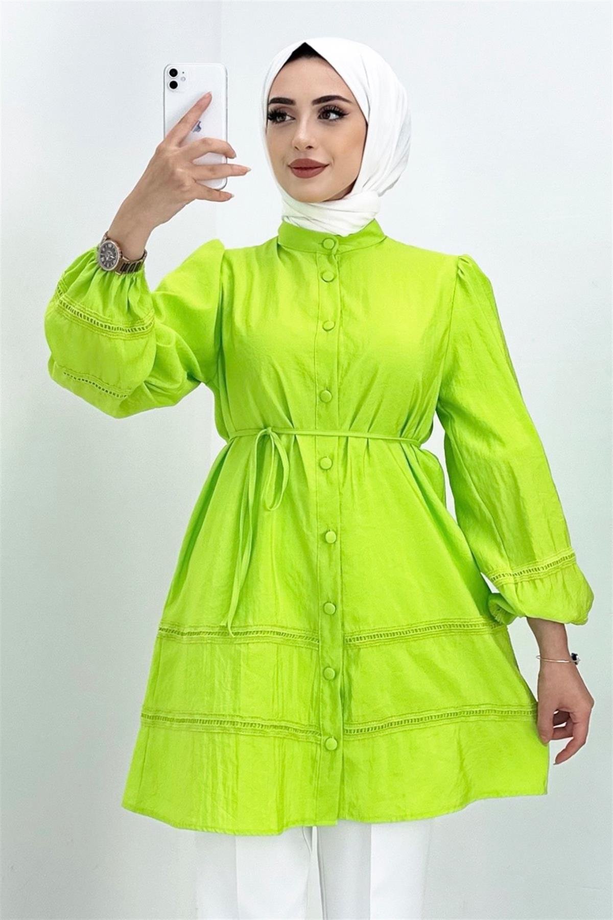 Dantelli Gömlek Fıstık Yeşili