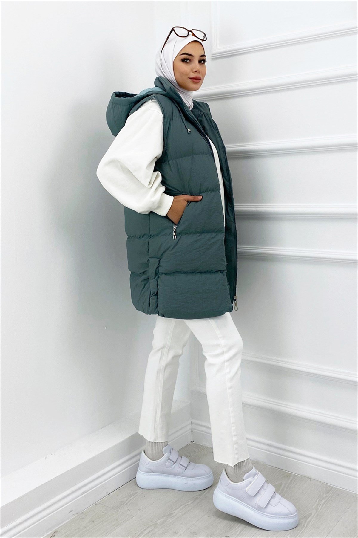 Fermuarlı Şişme Yelek Mint Yeşili