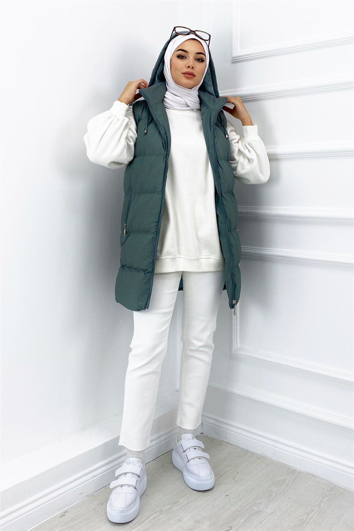 Fermuarlı Şişme Yelek Mint Yeşili