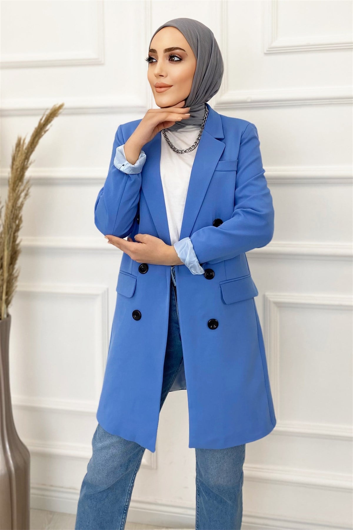 Kadın Blazer Ceket-Bebe Mavi