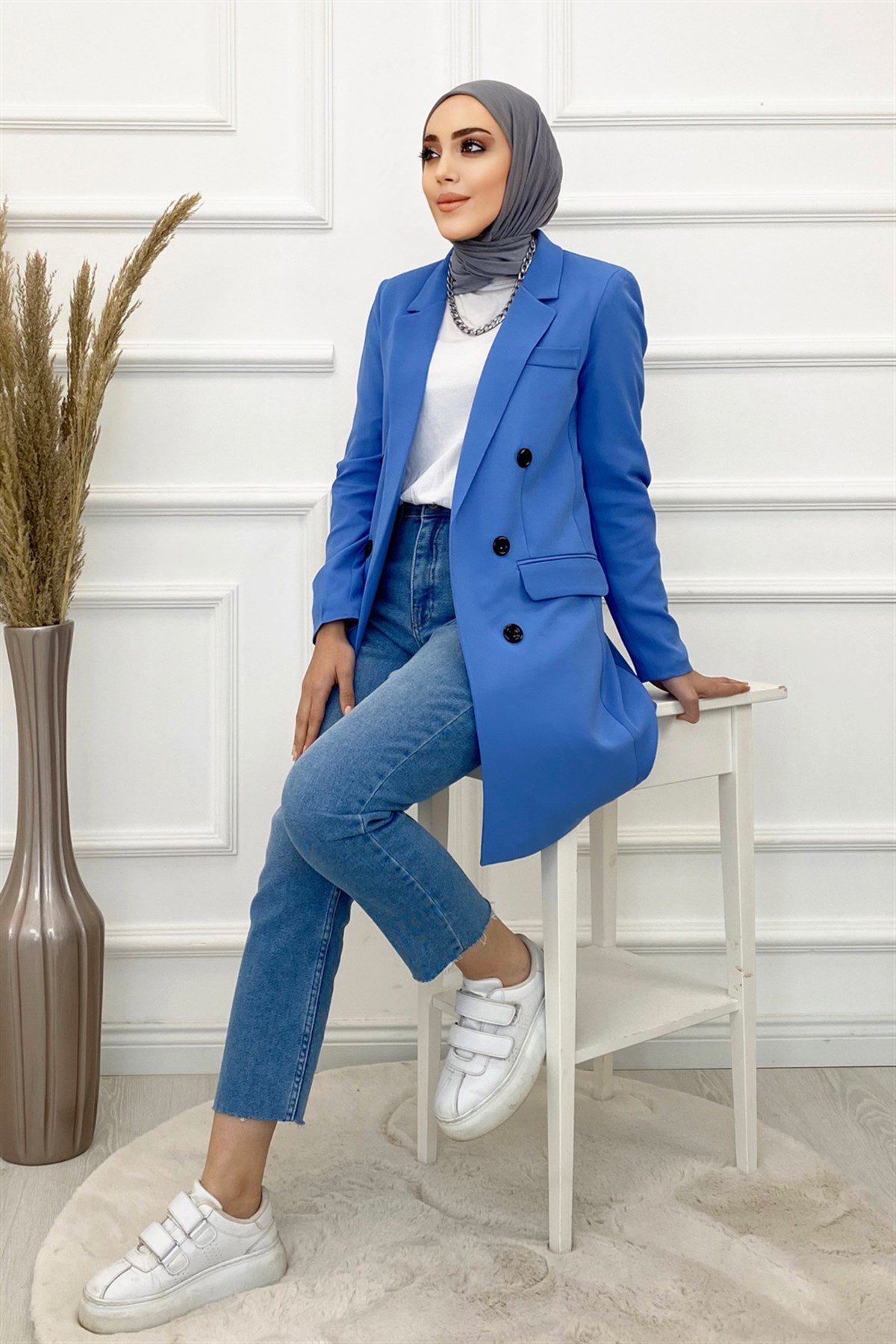 Kadın Blazer Ceket-Bebe Mavi
