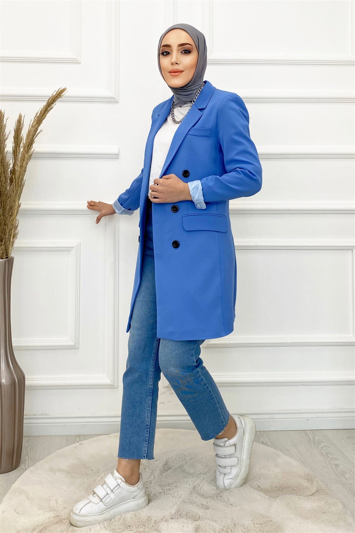 Kadın Blazer Ceket-Bebe Mavi