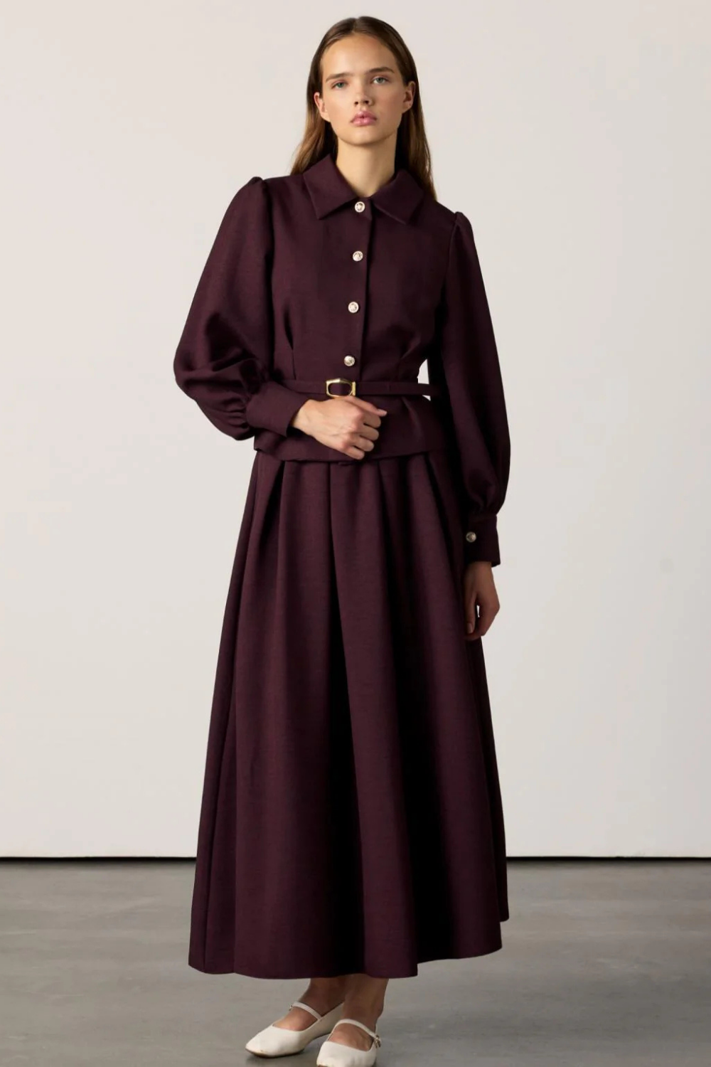 Kemerli Etekli Takım Bordo