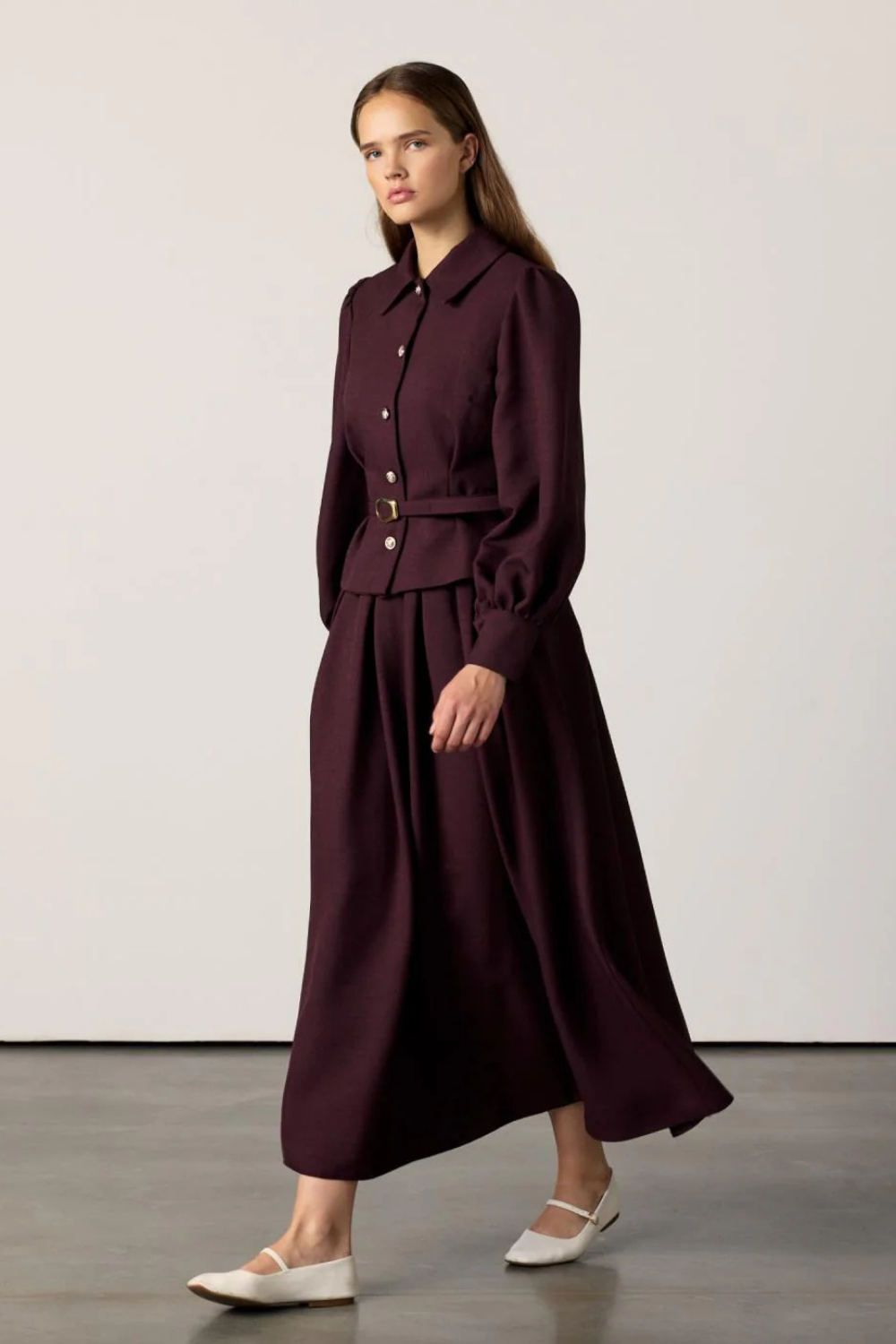 Kemerli Etekli Takım Bordo