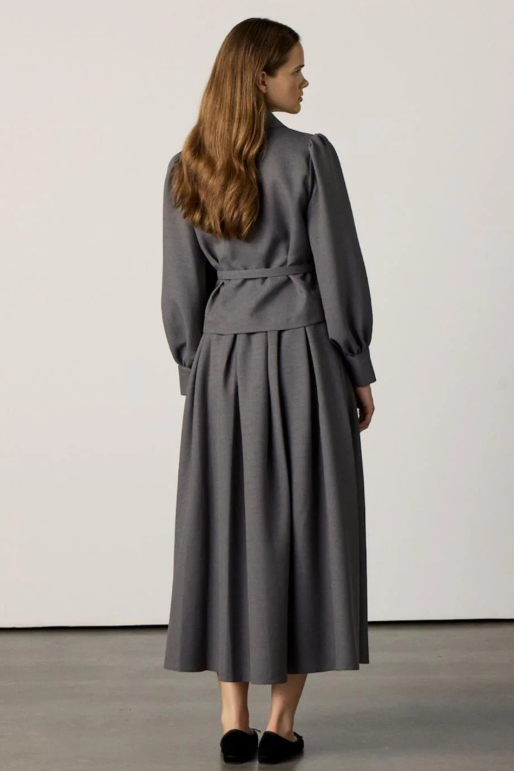 Kemerli Etekli Takım Gri