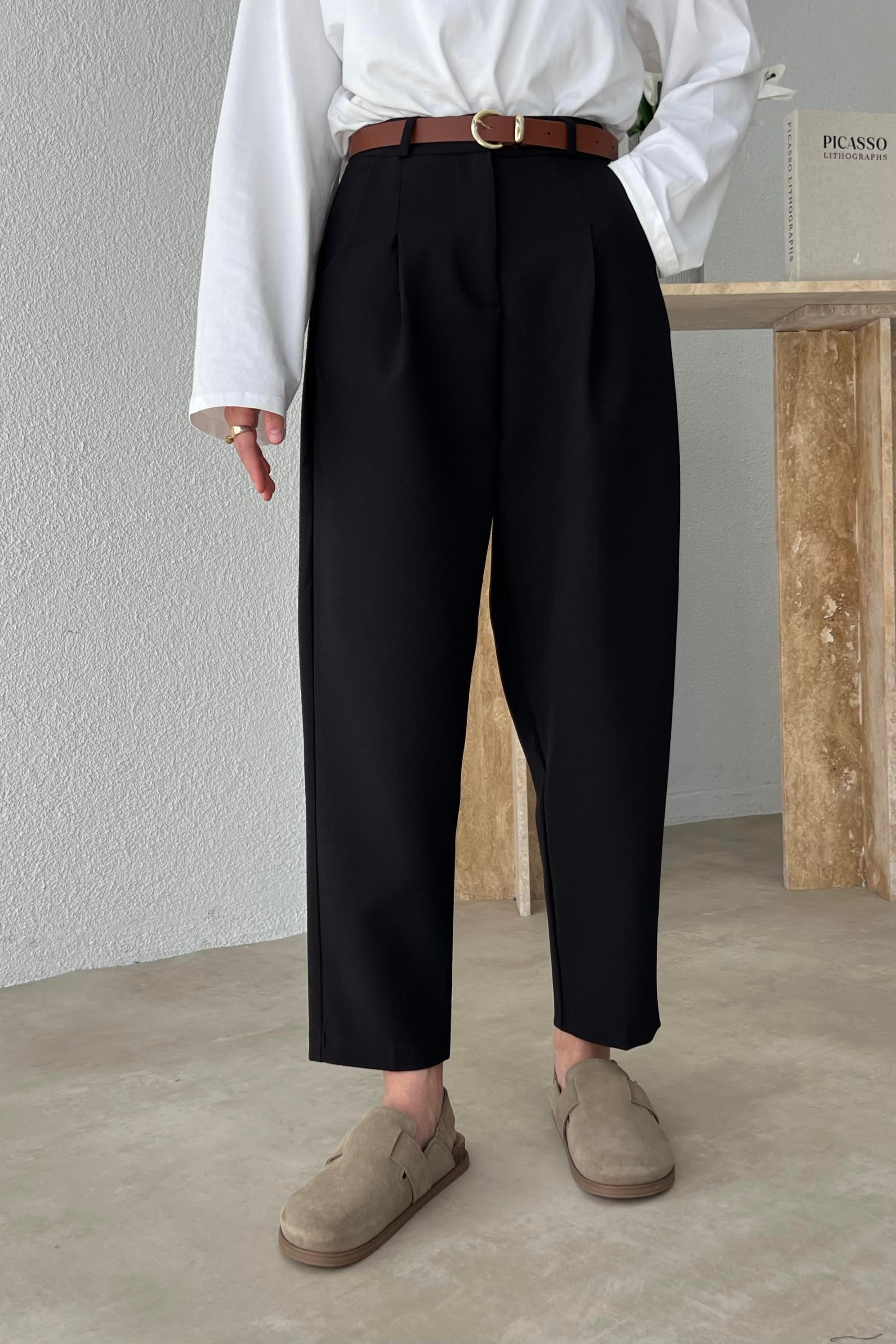 KEMERLİ PANTOLON SİYAH