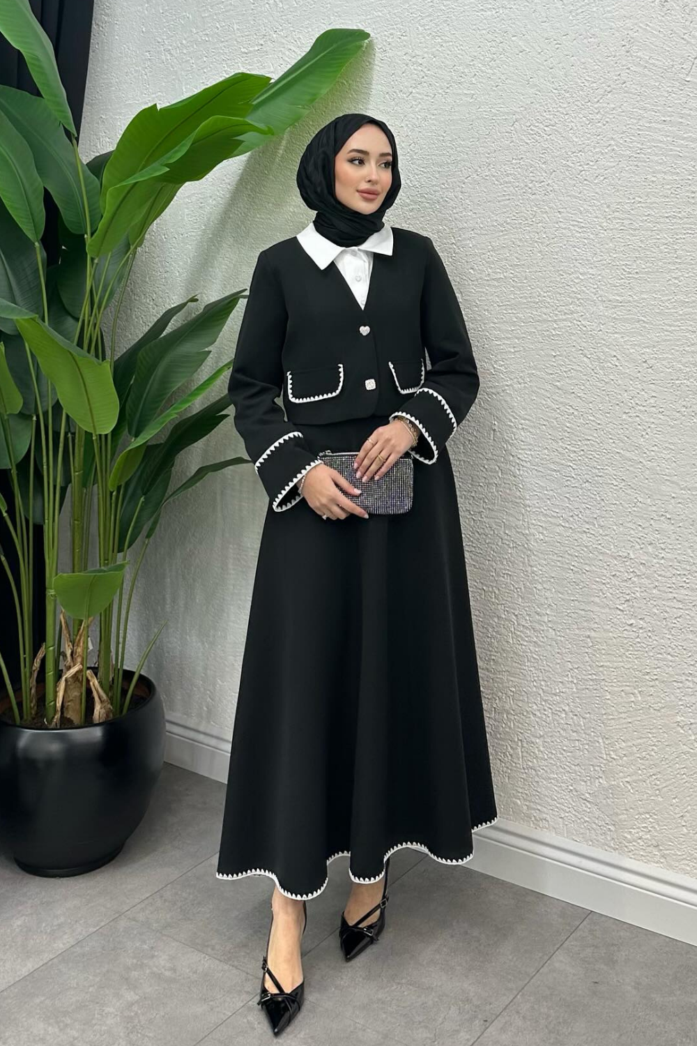 MİDYE DİKİŞLİ TAKIM SİYAH