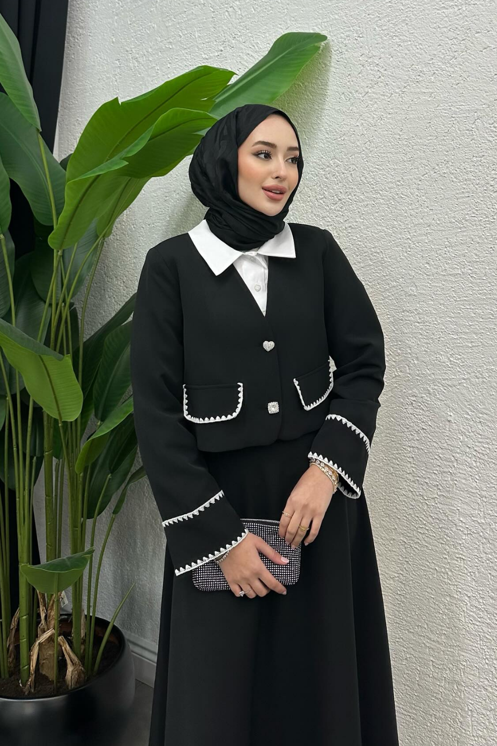 MİDYE DİKİŞLİ TAKIM SİYAH