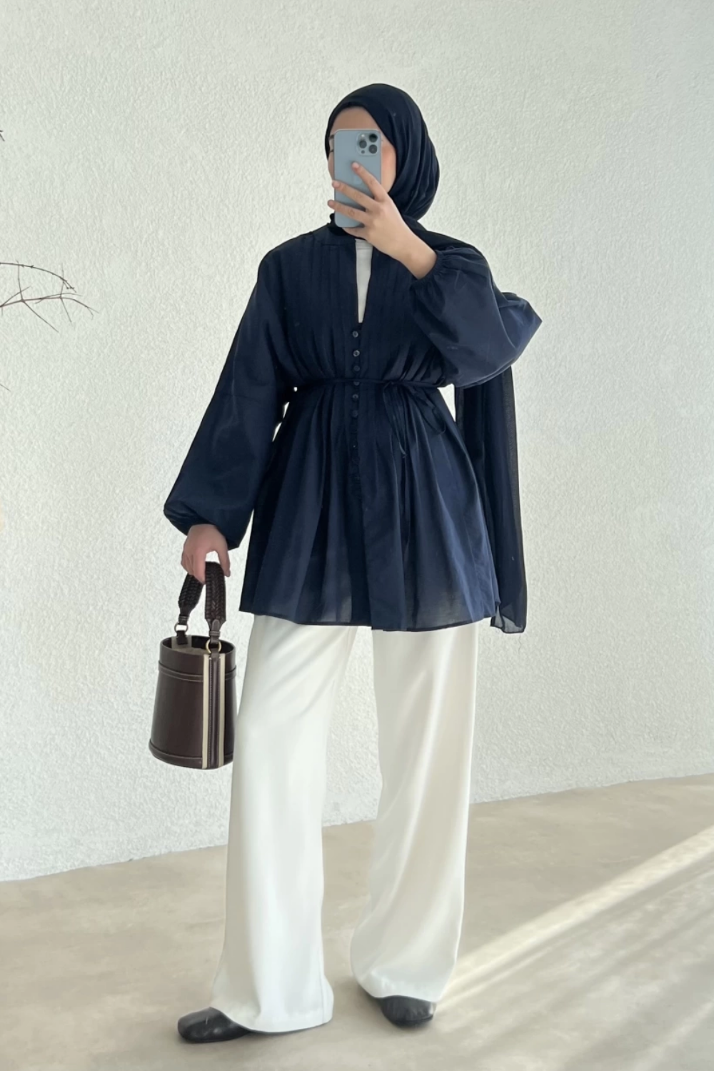 Nervür Detaylı Gömlek Lacivert