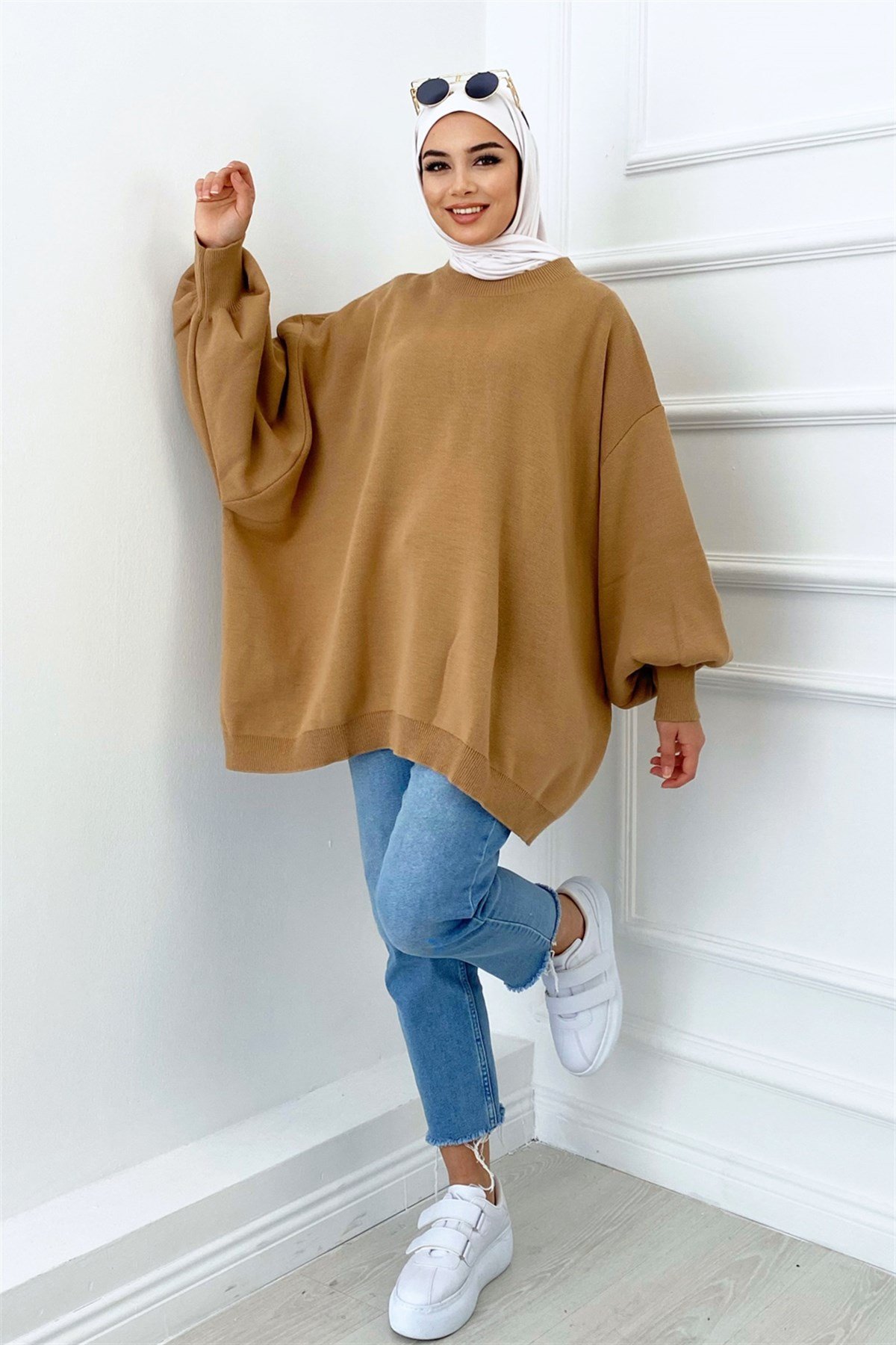 Oversize Triko Kazak Bej