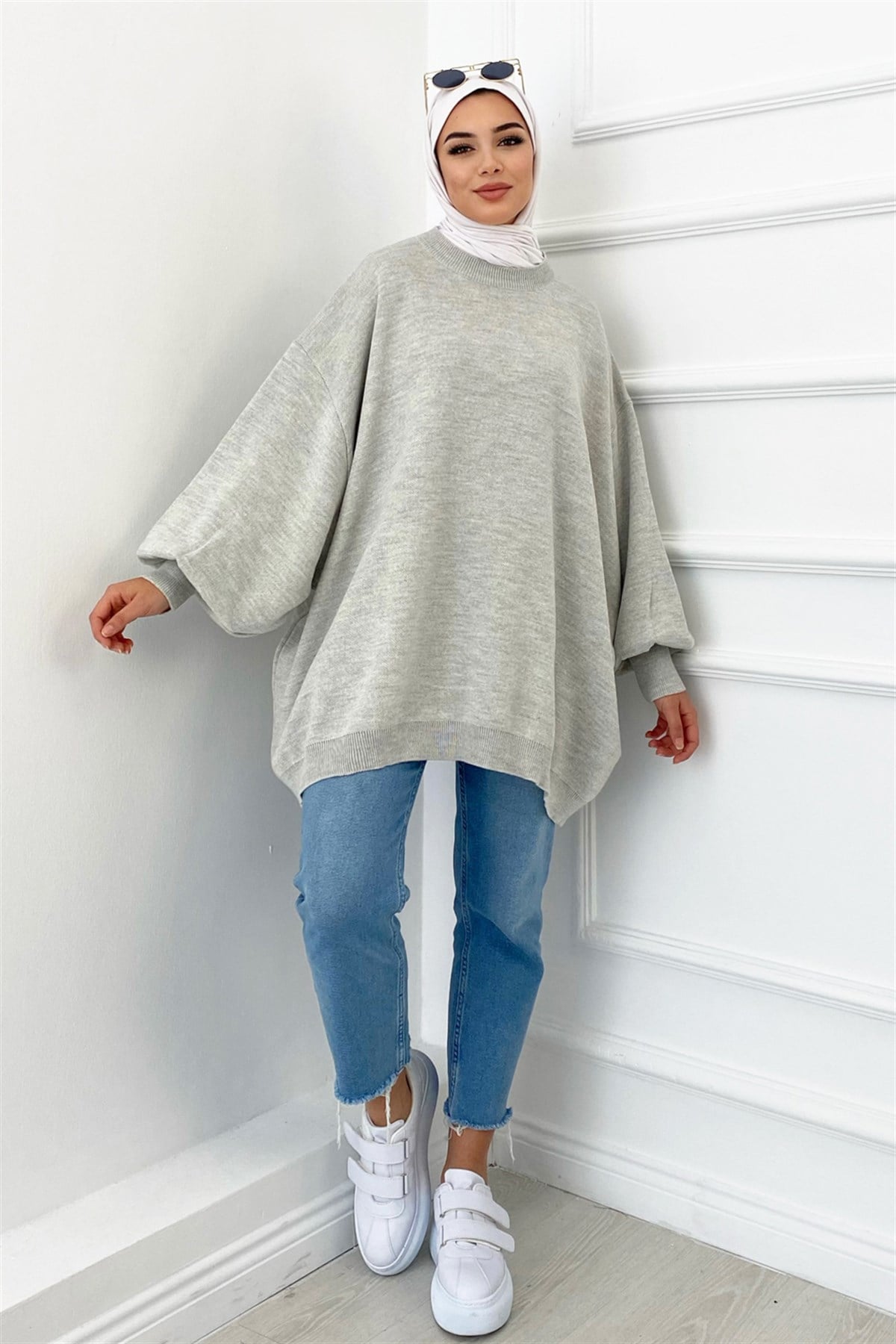 Oversize Triko Kazak Gri