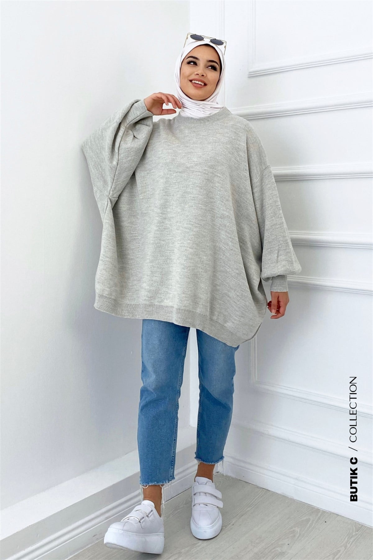Oversize Triko Kazak Gri