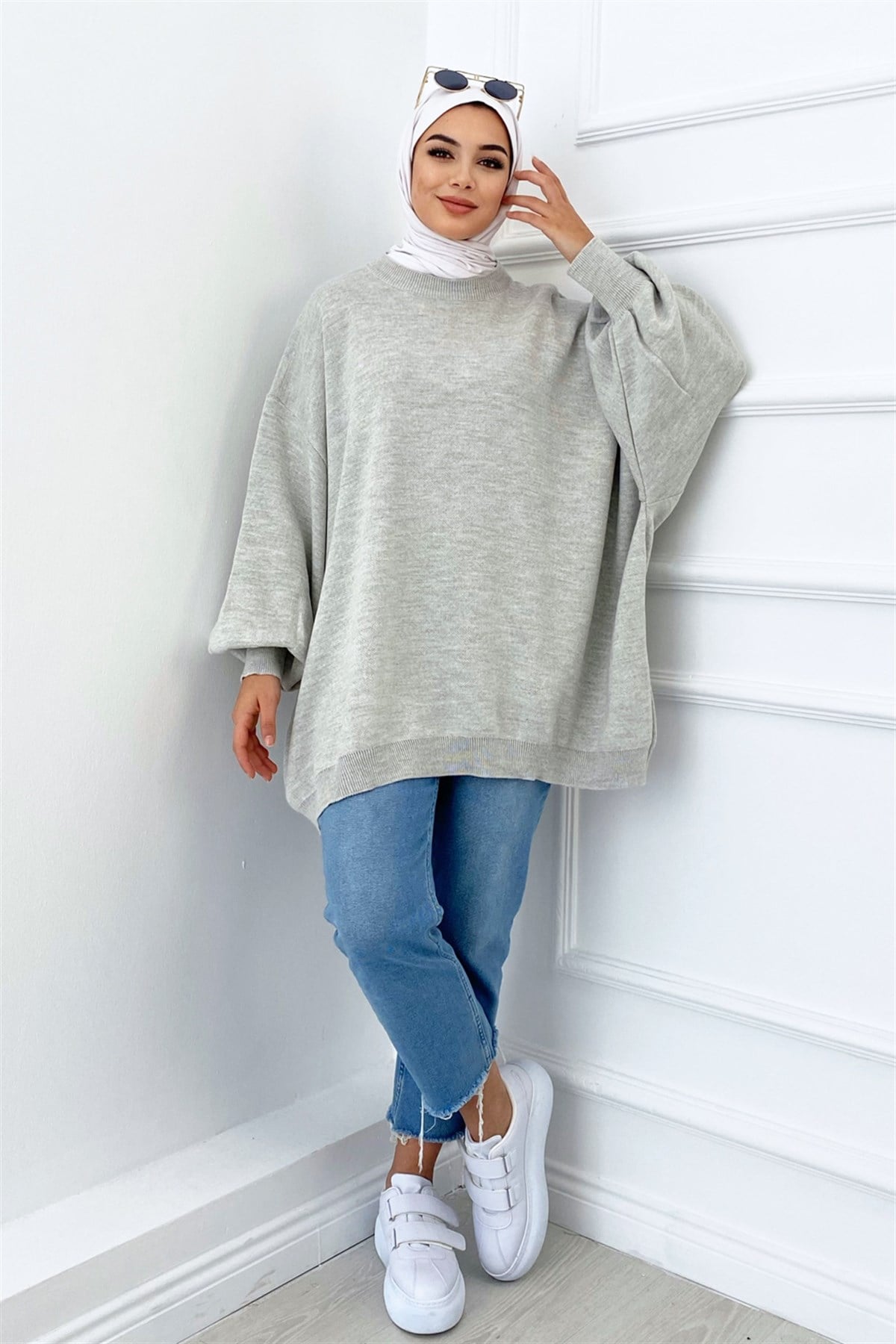 Oversize Triko Kazak Gri
