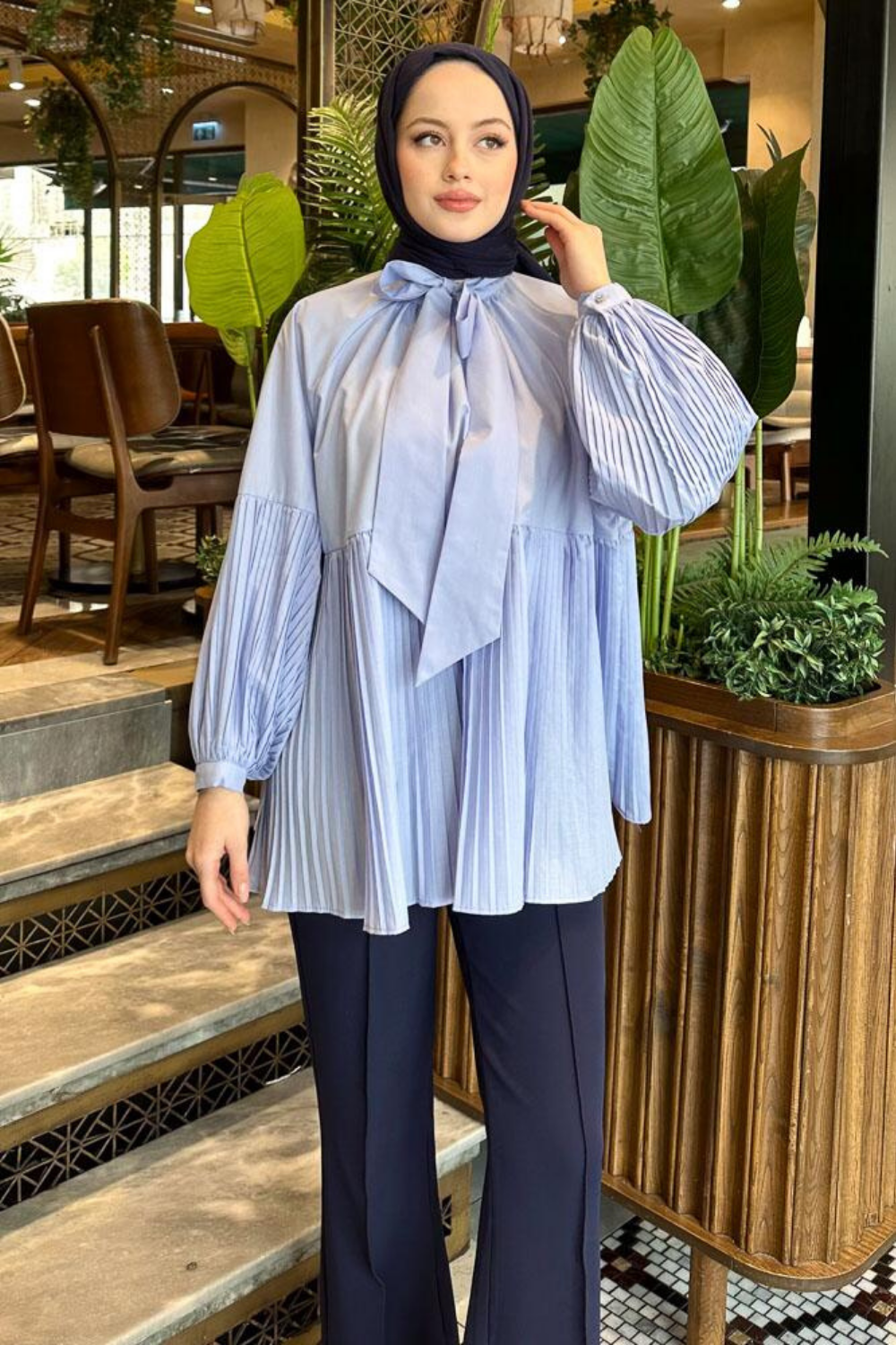 Piliseli Gömlek Mavi