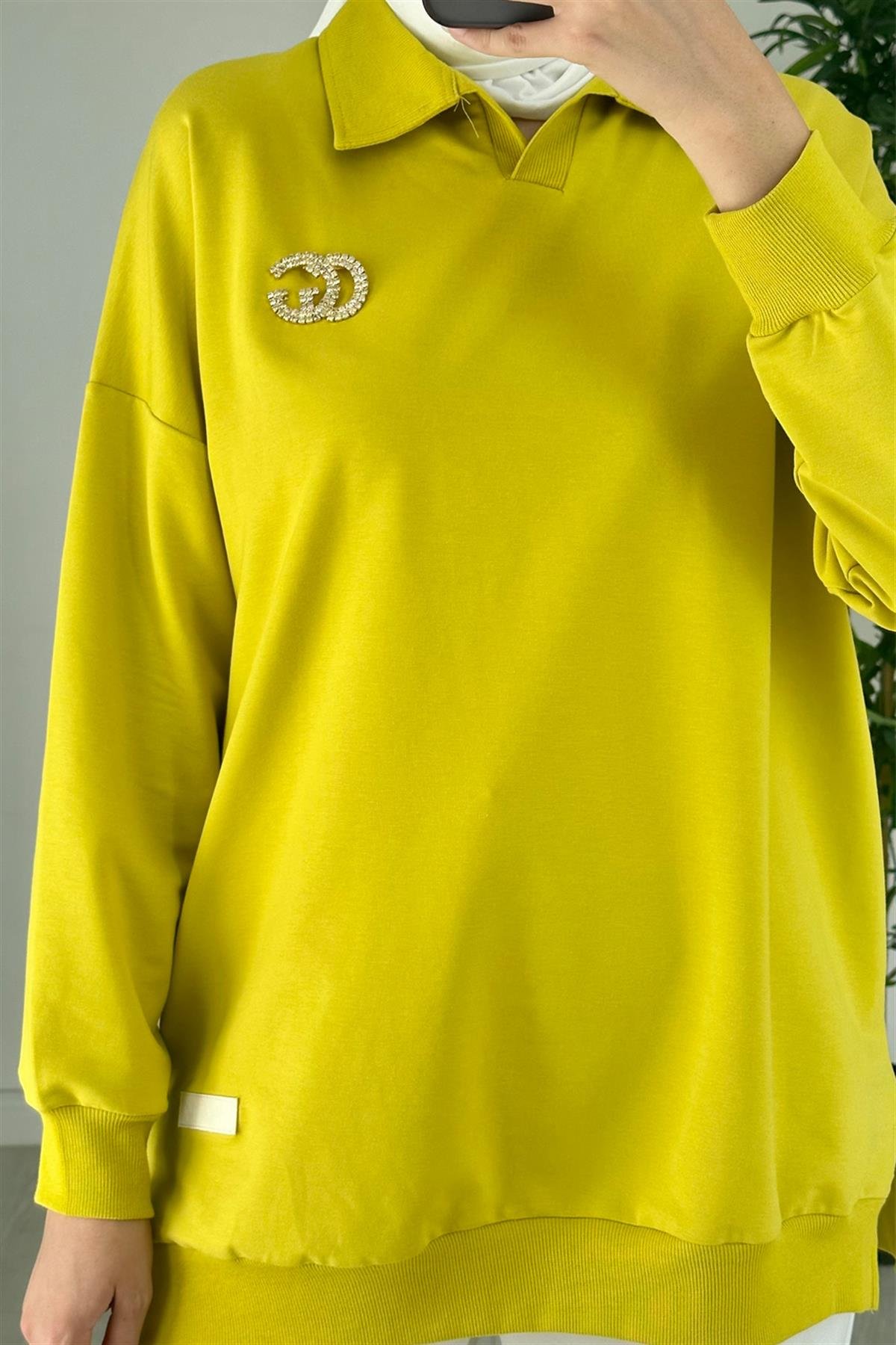 Polo Yaka Sweatshirt Sarı