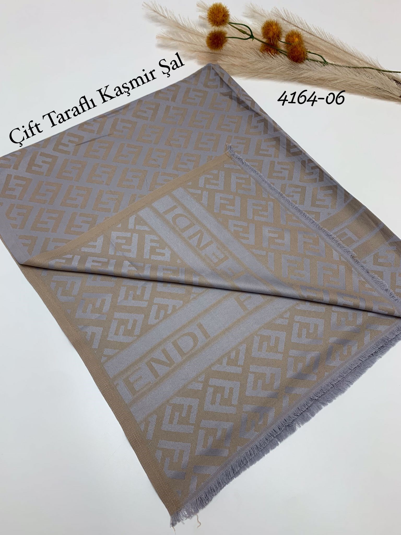 4164 Çift Taraflı İpeksi Kaşmir Şal