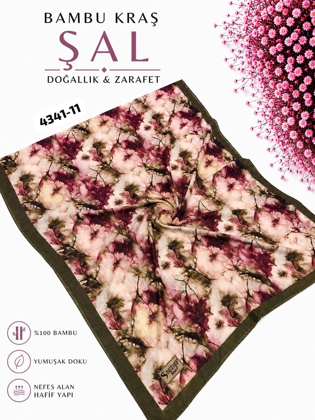 Desenli Bambu Kraş Şal