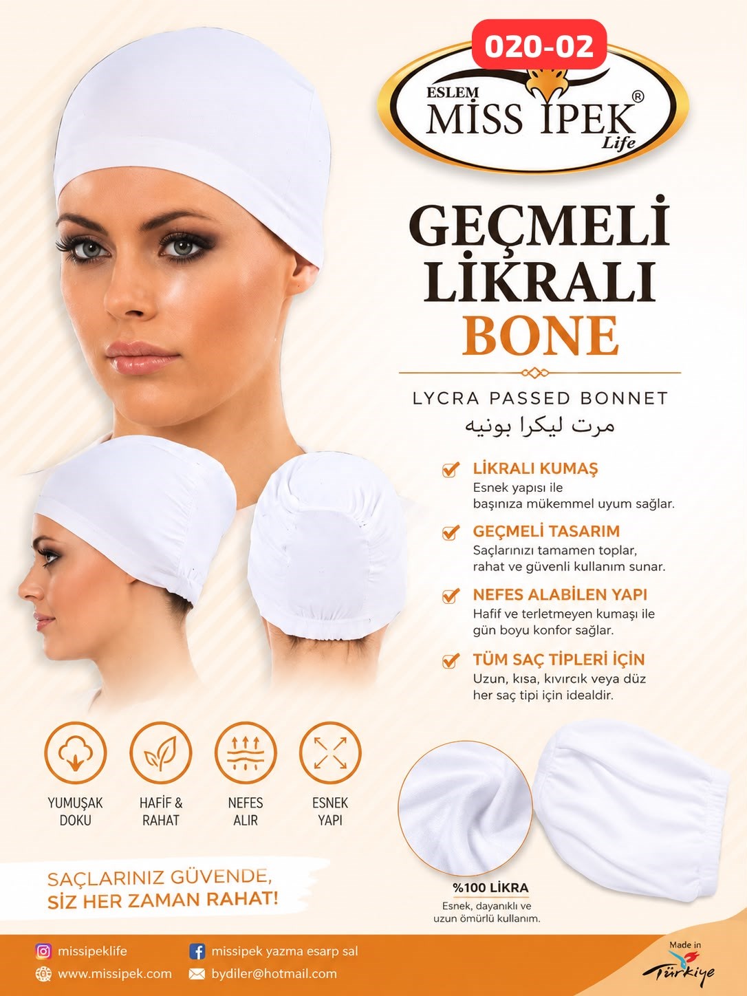 Geçmeli Likralı Bone