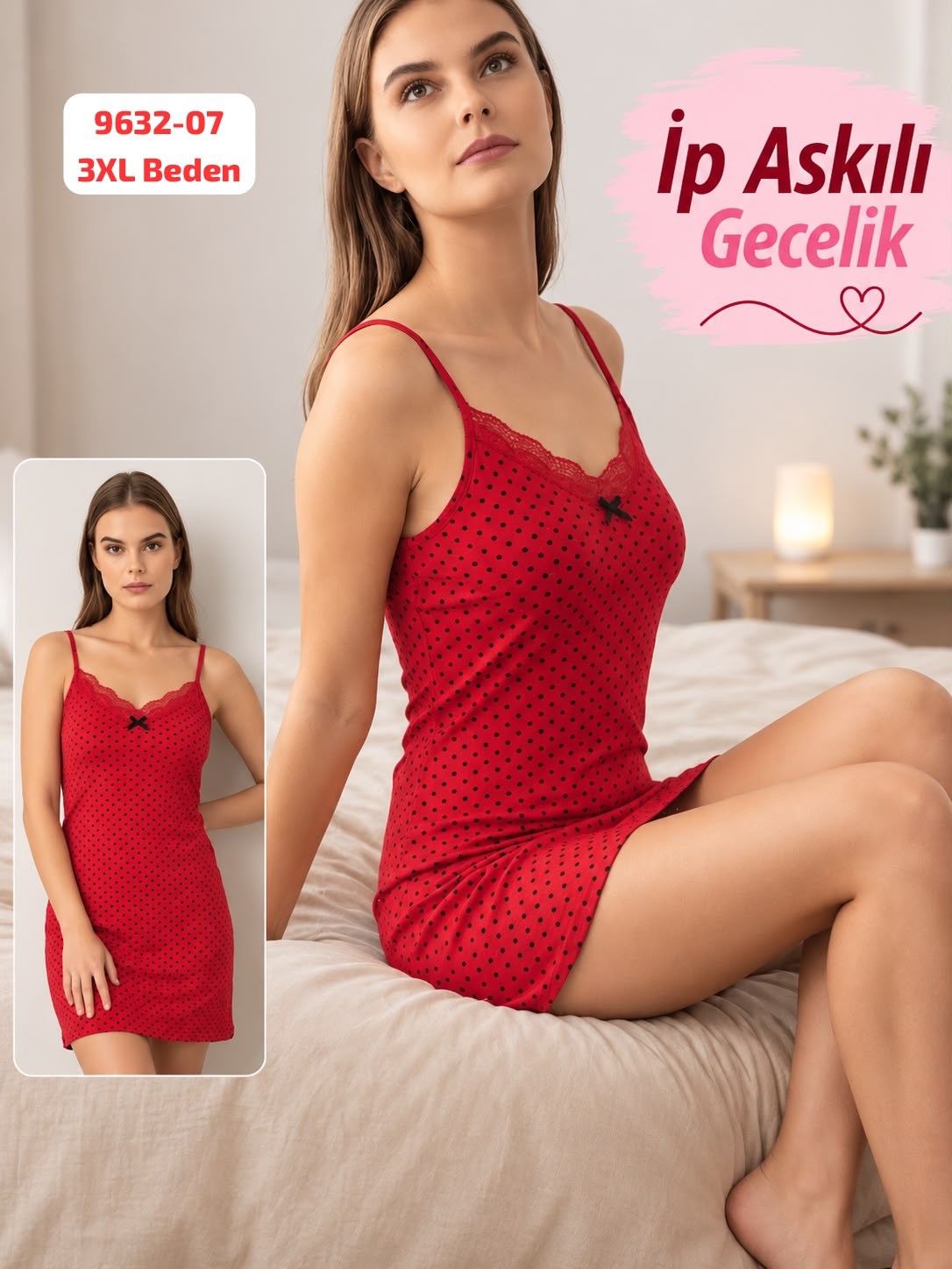 İp Askılı Tek Parça Gecelik