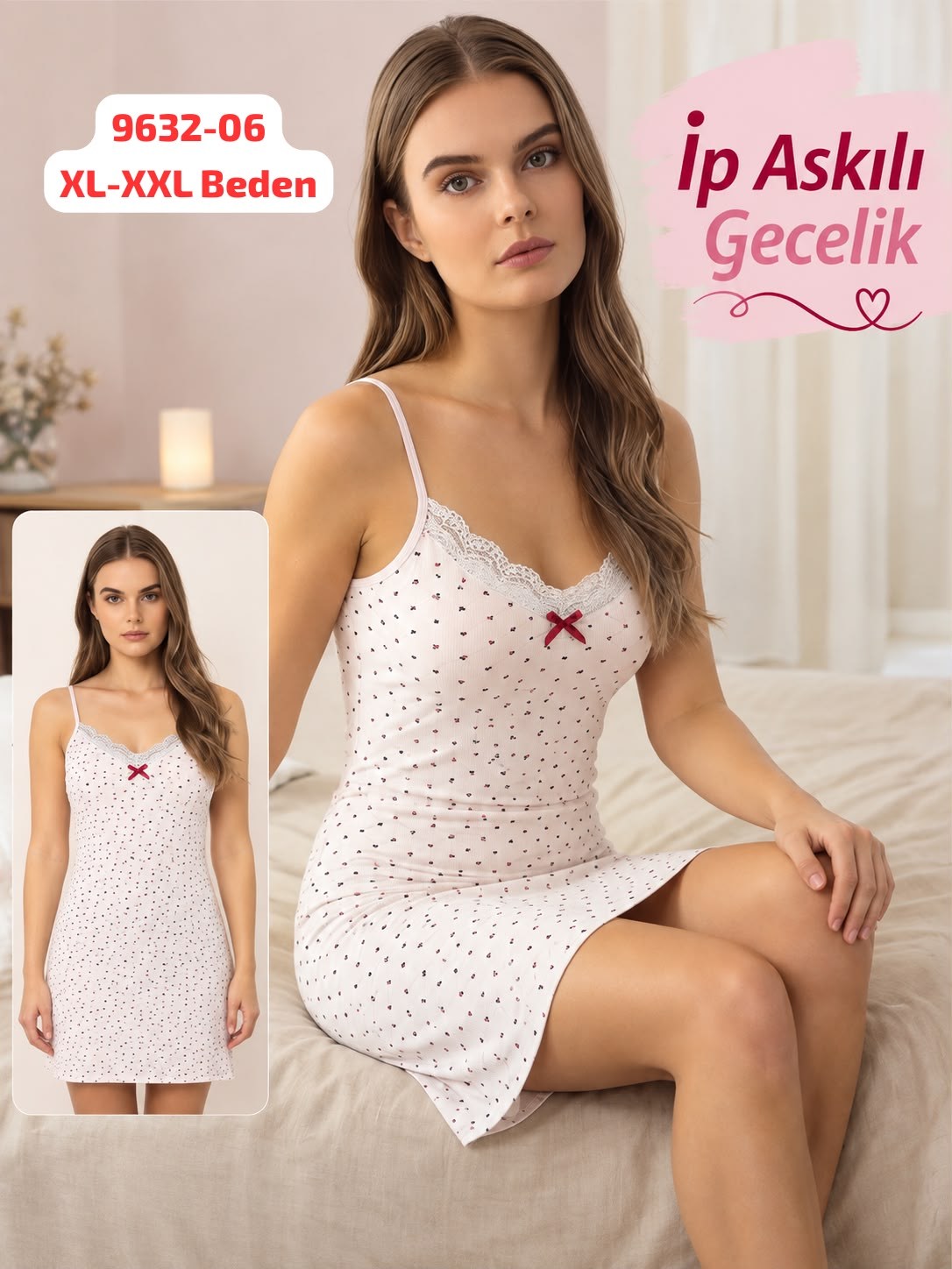İp Askılı Tek Parça Gecelik