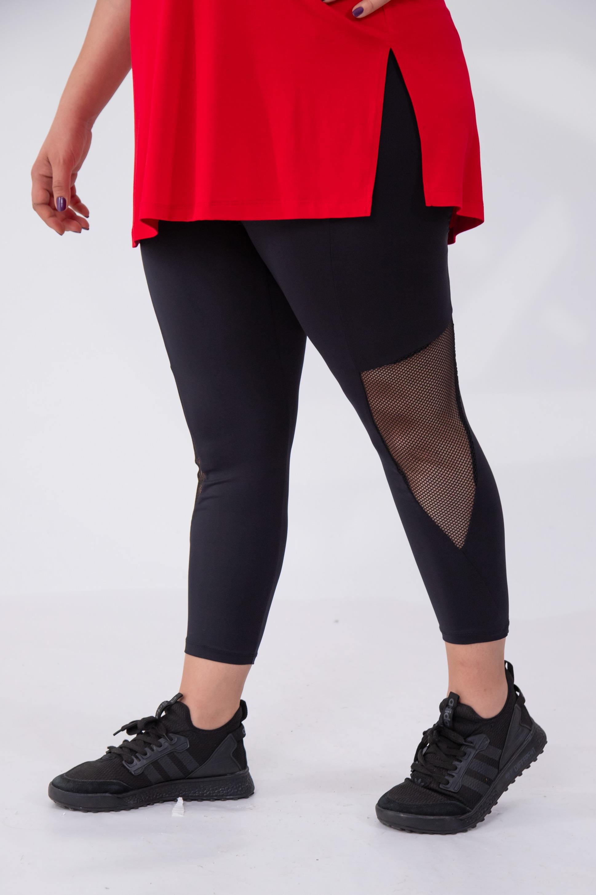 Büyük Beden 1111037 File Detaylı Tayt Siyah