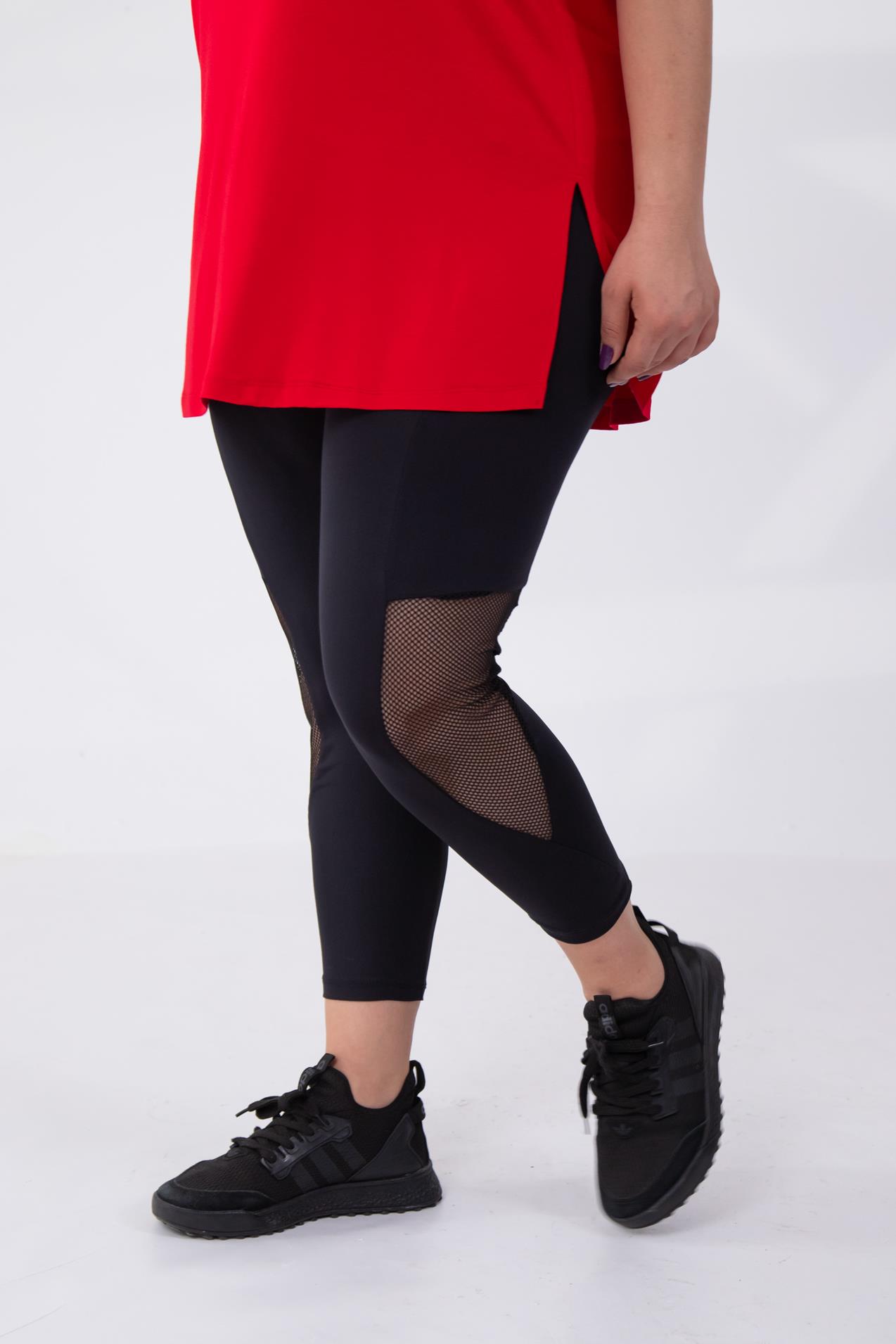 Büyük Beden 1111037 File Detaylı Tayt Siyah