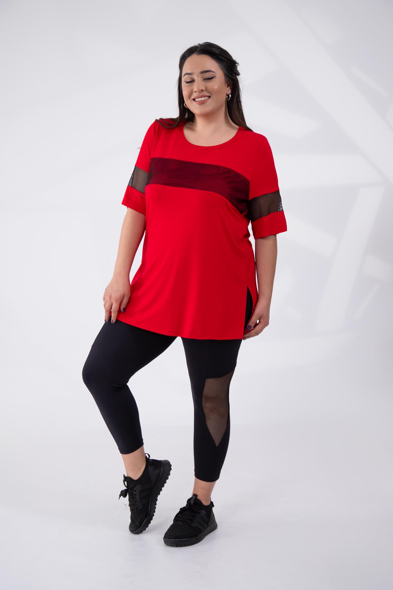 Büyük Beden 1111037 File Detaylı Tayt Siyah