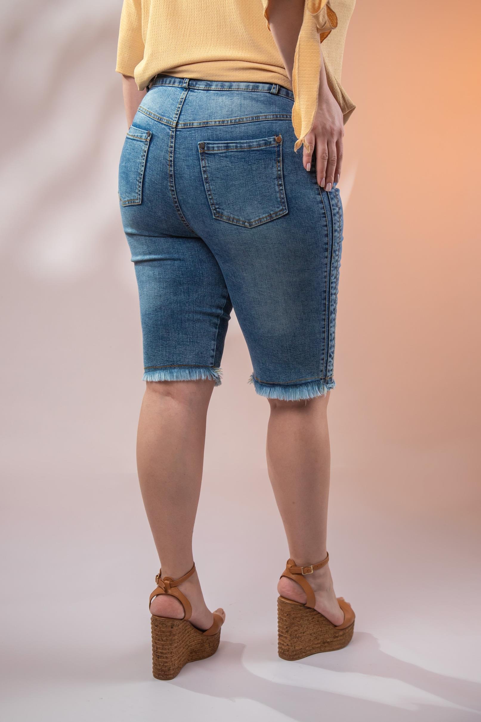 Büyük Beden 1111068 Püsküllü Denim Şort Lacıvert