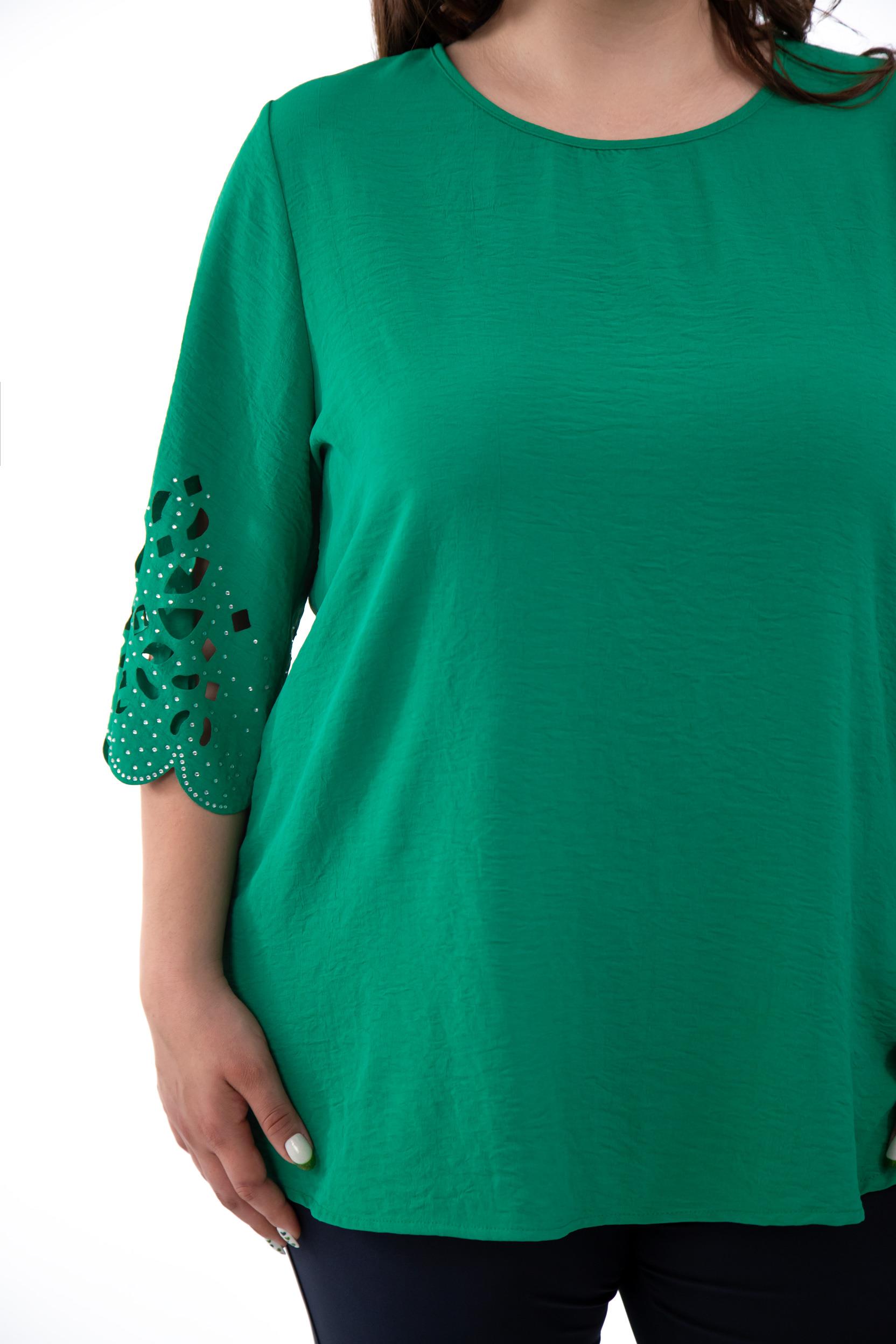 Büyük Beden 111960 Kolu Taş İşlemeli  Bluz  Yeşil